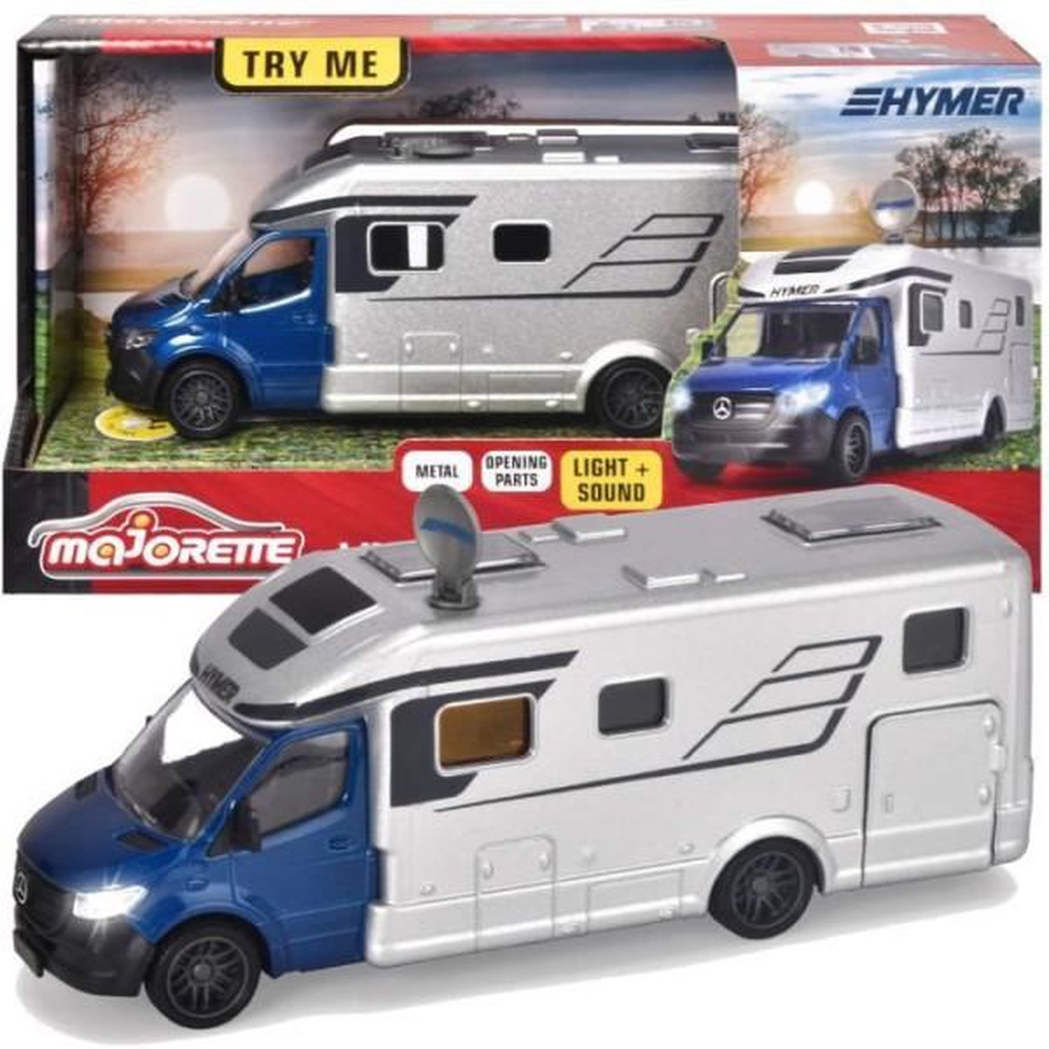 Majorette Majorette - Camping Car Mercedes - 19 cm - Portes ouvrantes - Son et lumiere