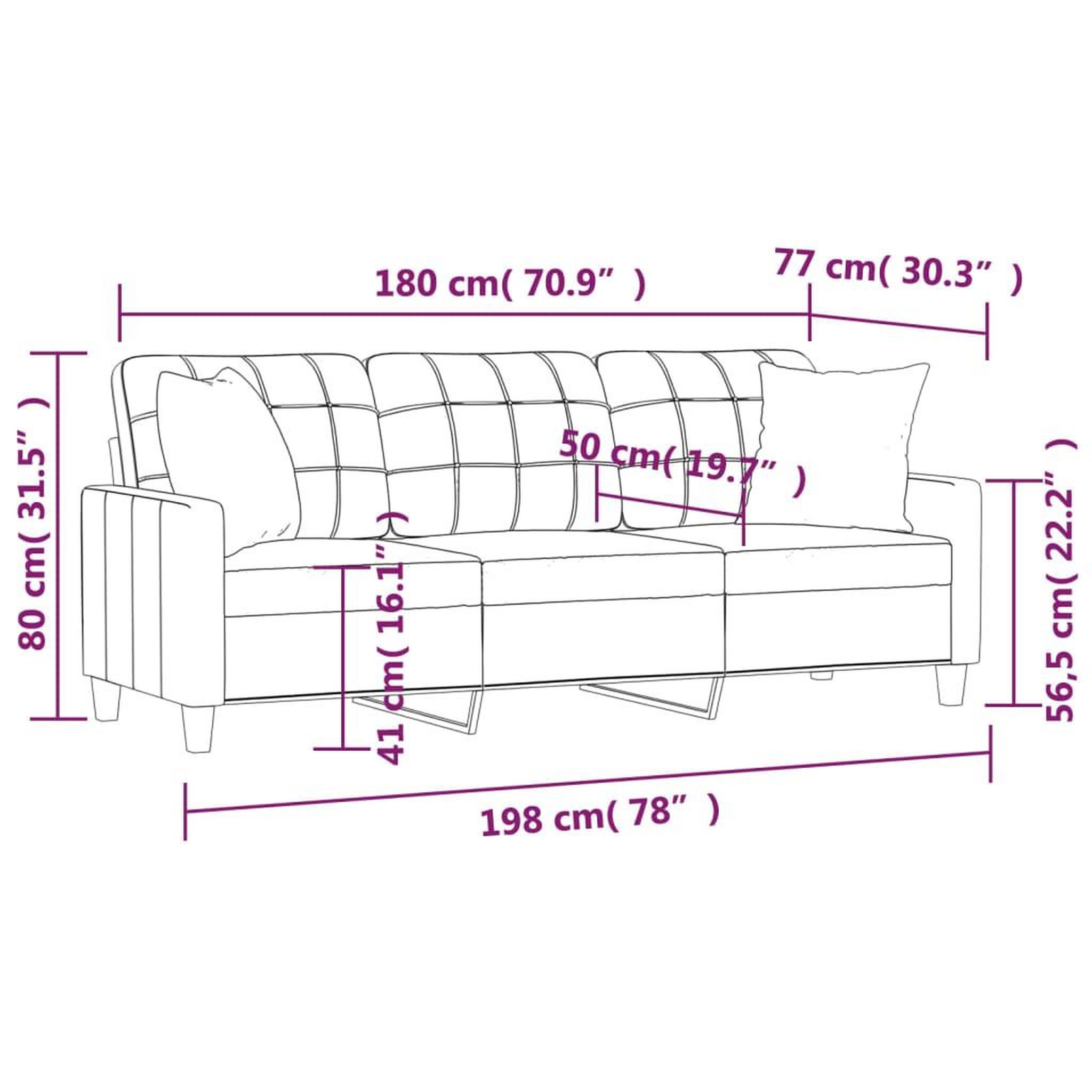 Voir la diapositive 6 : VIDAXL Canape 3 places avec oreillers cappuccino 180 cm similicuir