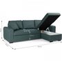 Voir la diapositive 4 : MARKET24 Canapé d'angle convertible réversible 4 places - Tissu Vert - L 244 x P 151 x H 90 - HAMILTON - Fabriqué en Ukraine