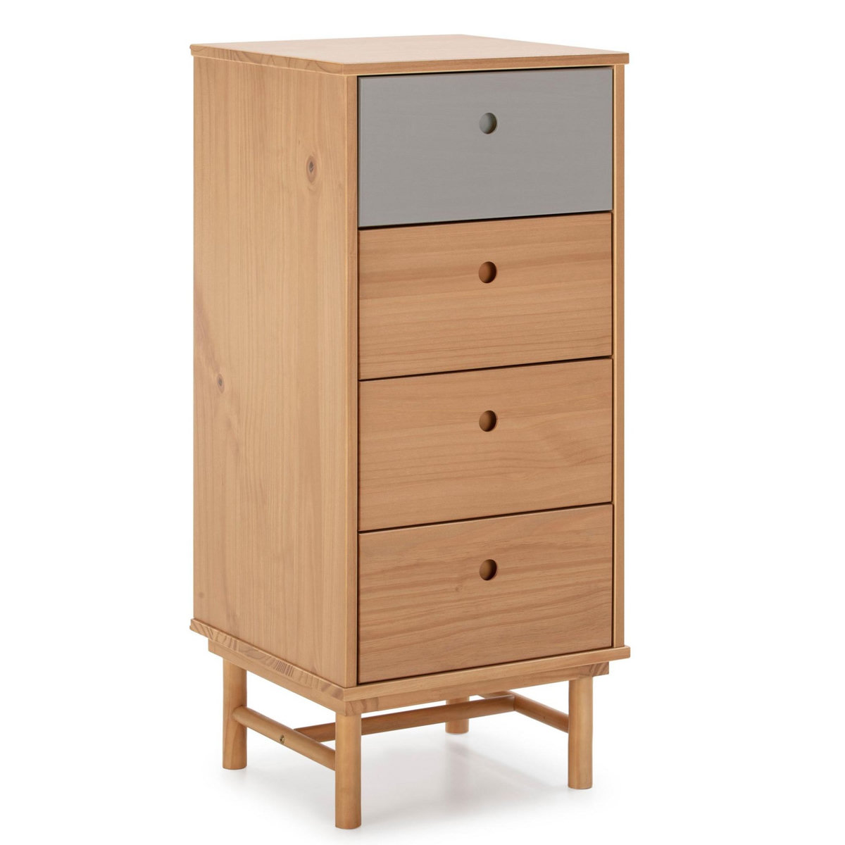 VS VENTA-STOCK Chiffonnier de nuit Magnus 4 tiroirs, bois massif, 40 cm Largeur