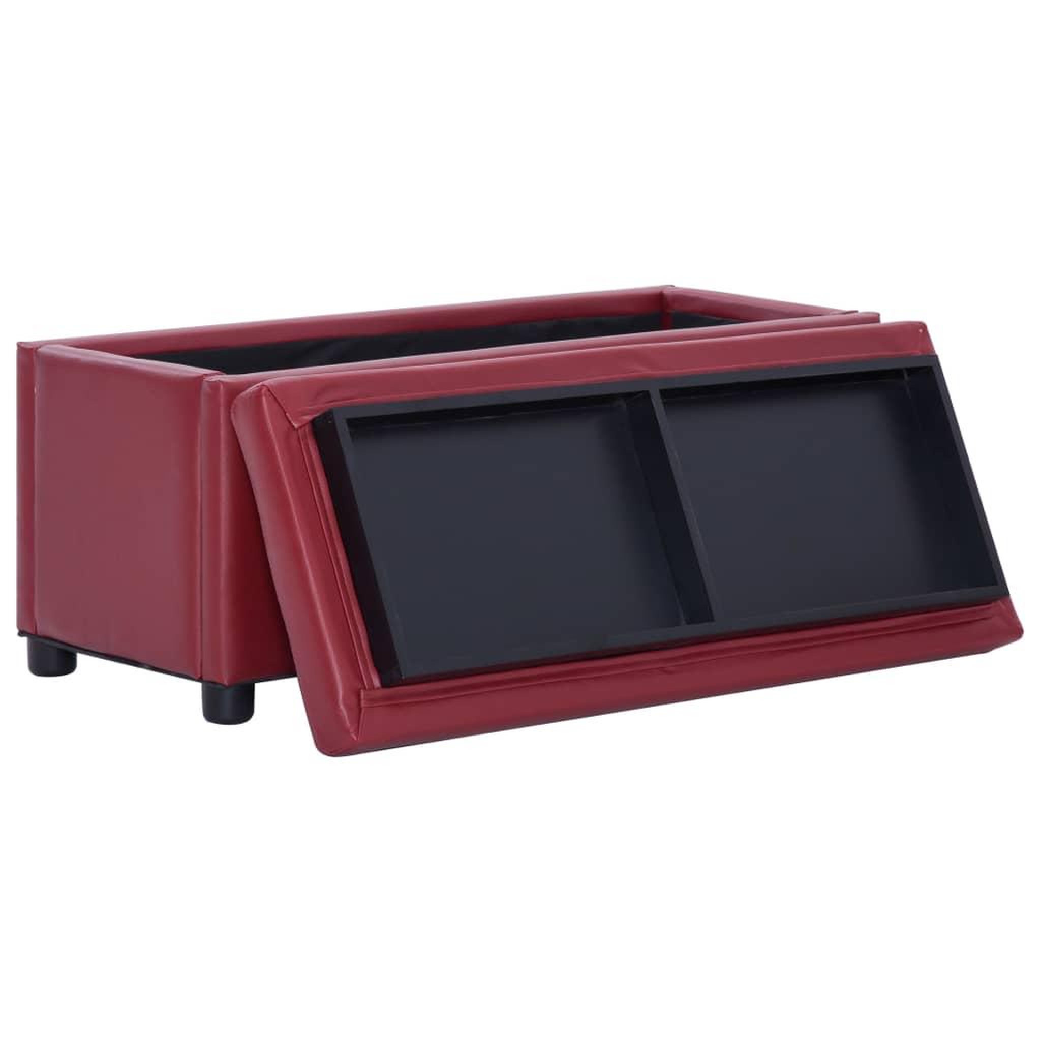 Voir la diapositive 4 : VIDAXL Pouf de rangement 87,5 cm Rouge bordeaux Similicuir