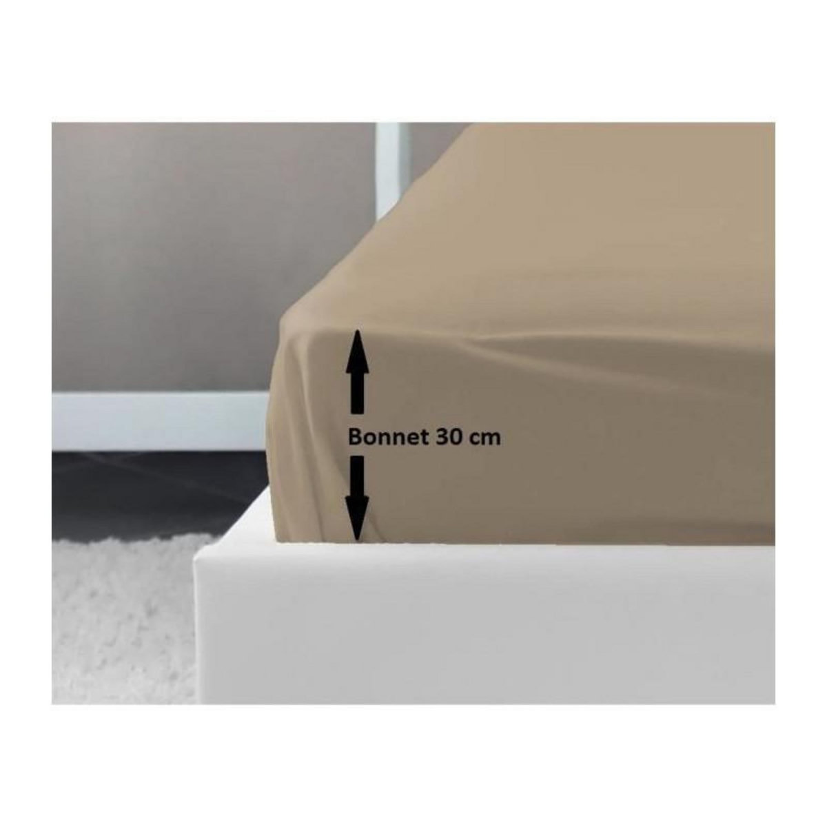 LOVELY HOME LOVELY HOME Drap Housse 100% coton 160x200x30 cm beige