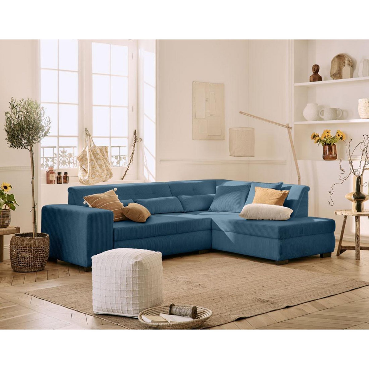 LISA DESIGN Vermont - canapé d'angle droit - 5 places - convertible - en velours côtelé