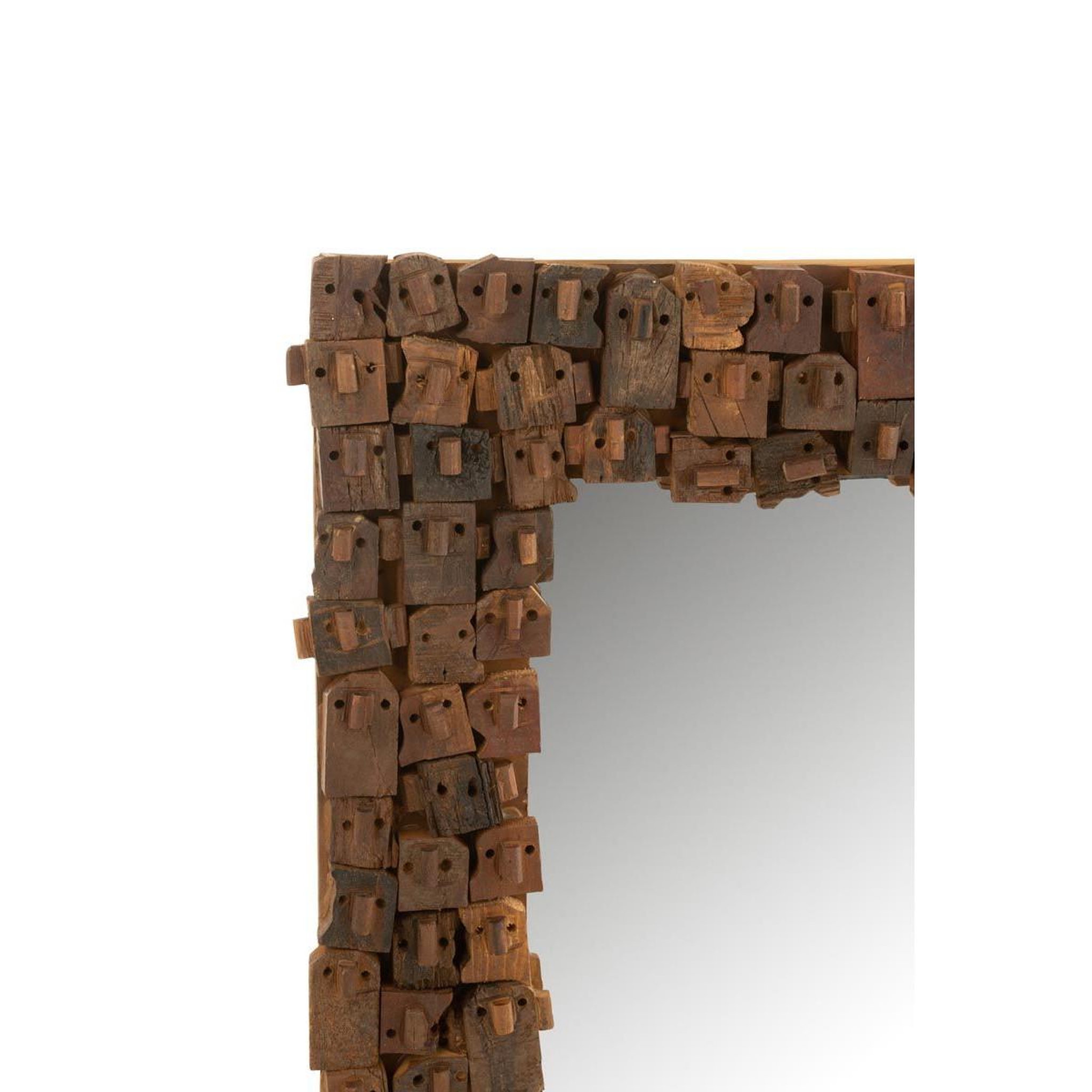 Voir la diapositive 2 : J-LINE Miroir Mural en Bois  Syma  90cm Marron