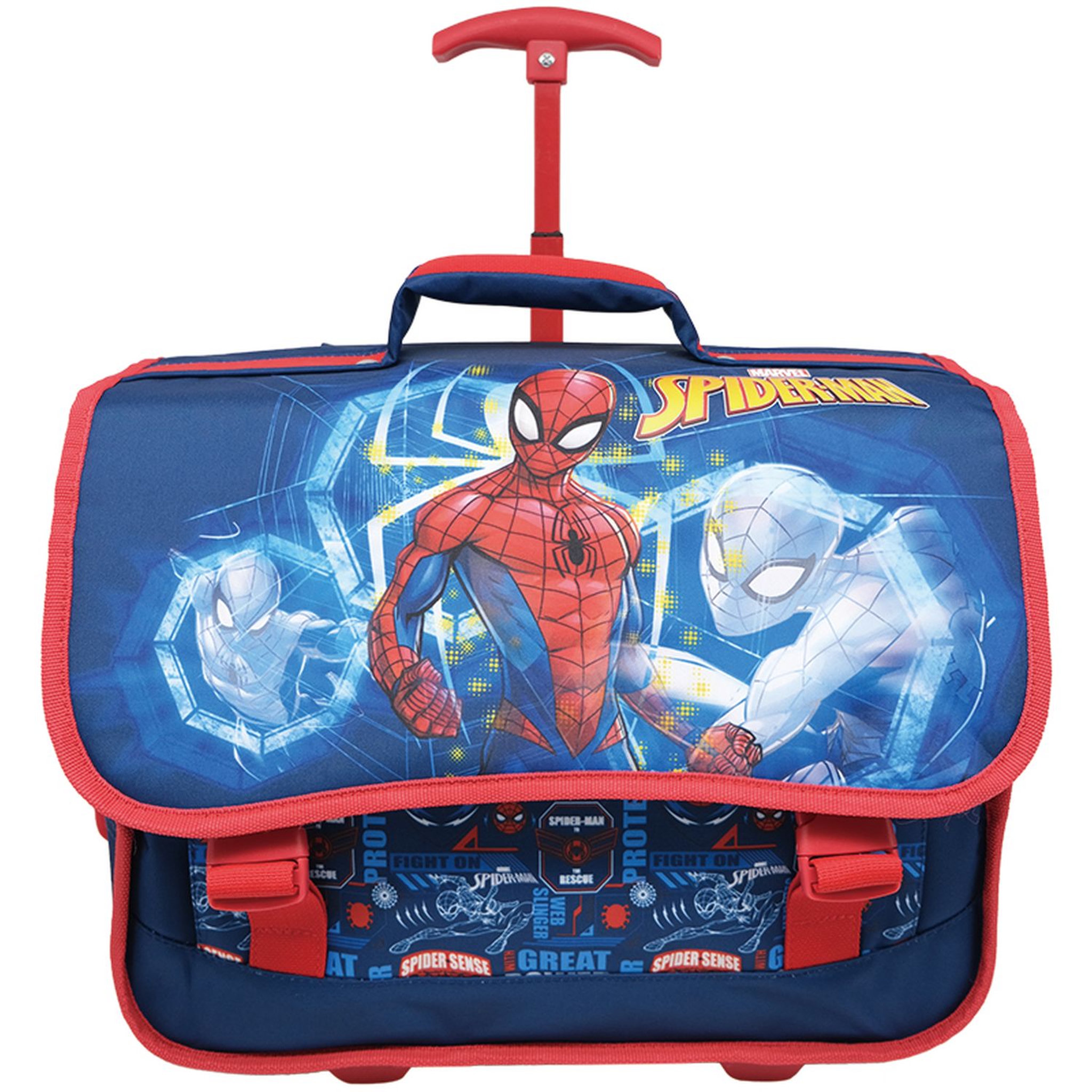 Voir la diapositive 1 : MARVEL Cartable à roulettes bleu Spiderman