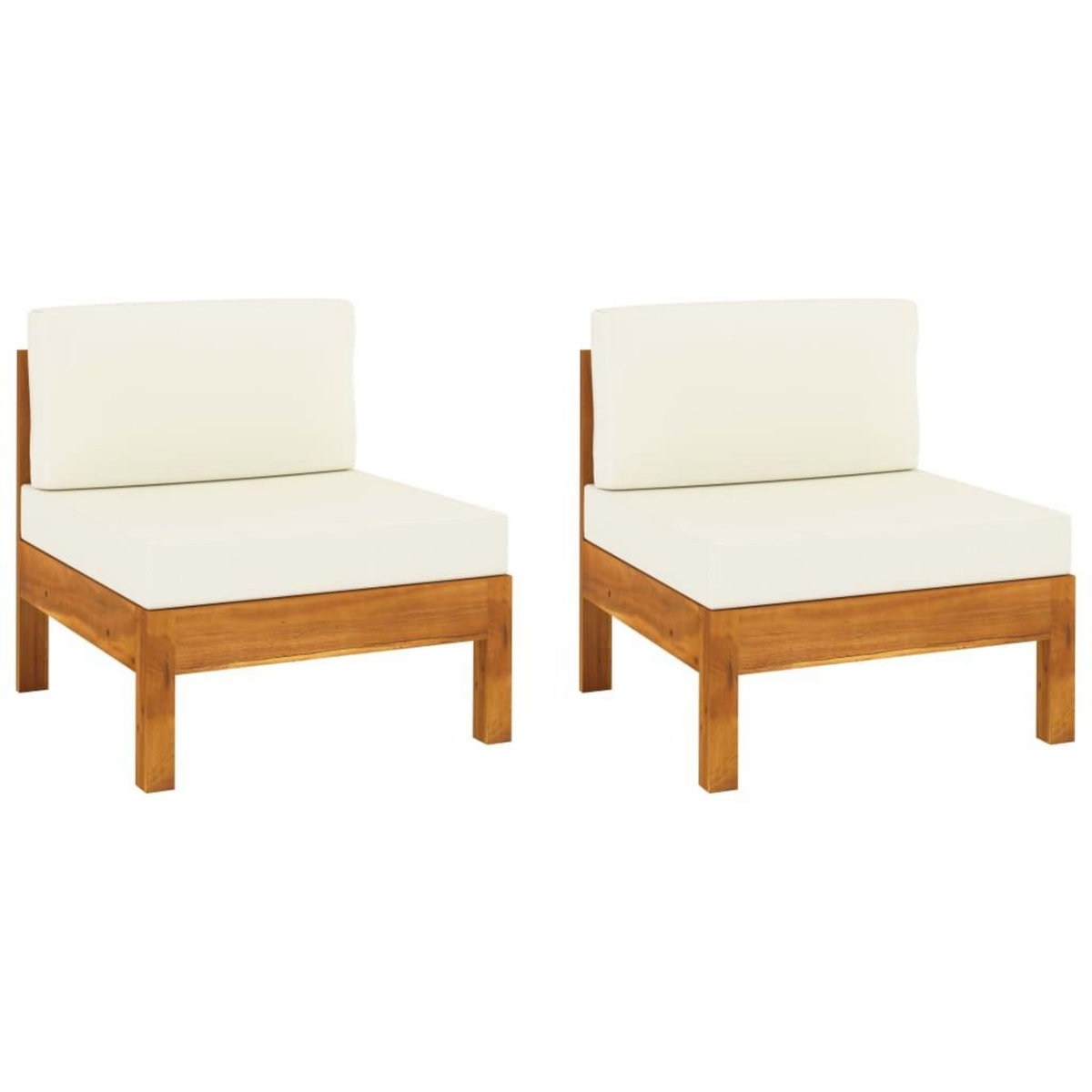 VIDAXL Canapes centraux 2 pcs avec coussins blanc creme Acacia solide