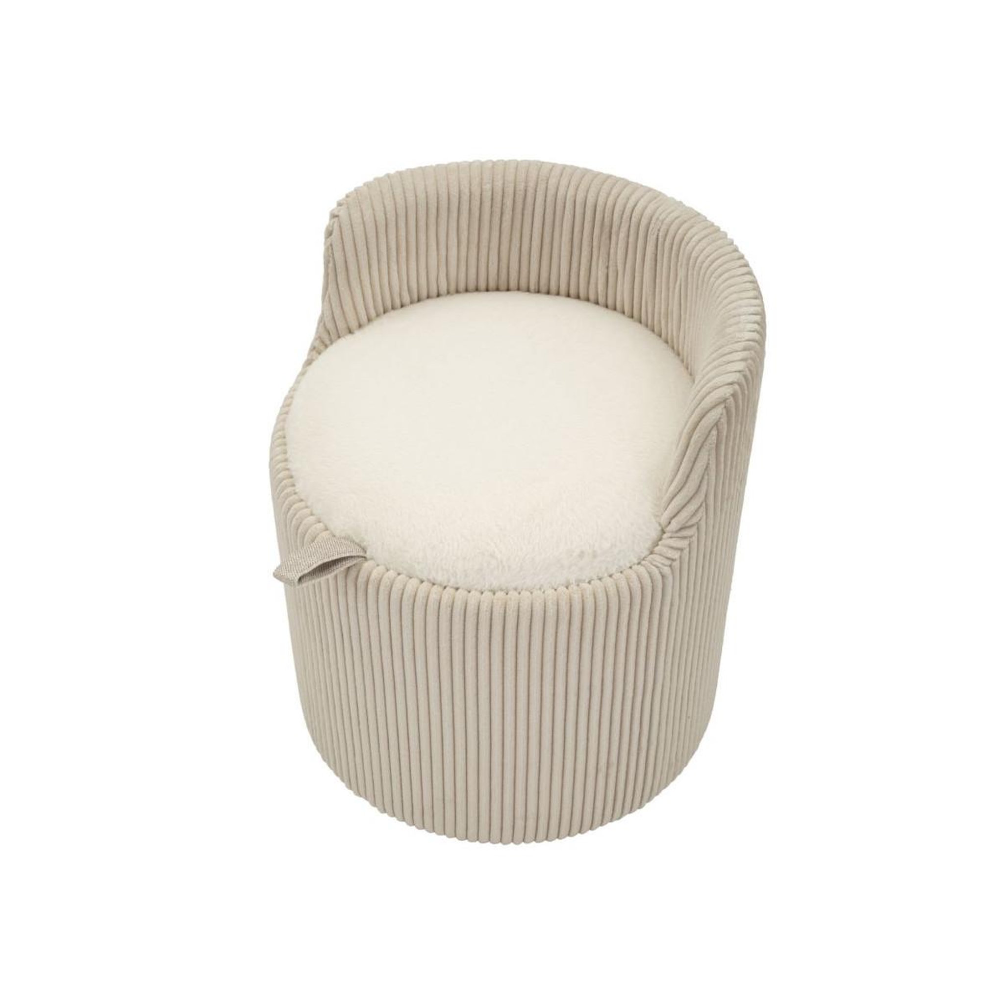 Voir la diapositive 4 : Paris Prix Pouf coffre en tissu côtelé  dublino  53cm blanc