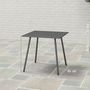 Voir la diapositive 3 : OUTSUNNY Table à manger de jardin 4 personnes dim. 80 x 80 x 74 cm plateau à lattes acier époxy gris