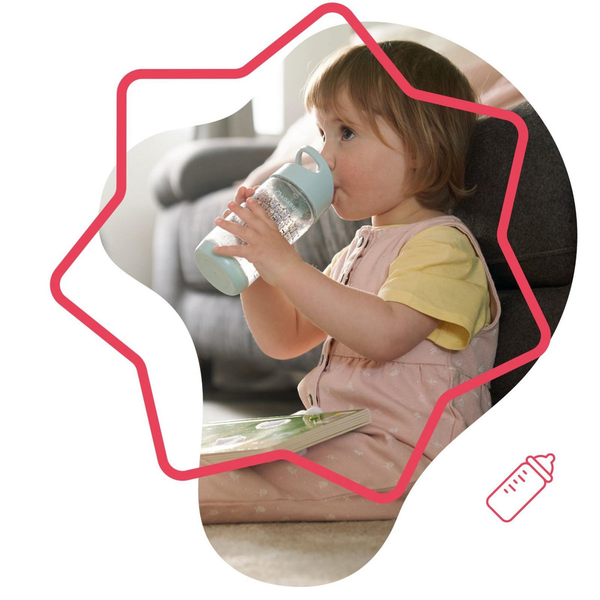 BADABULLE Gourde à paille pour enfant Badabulle - Anti-fuites - 12m+ - 350ml