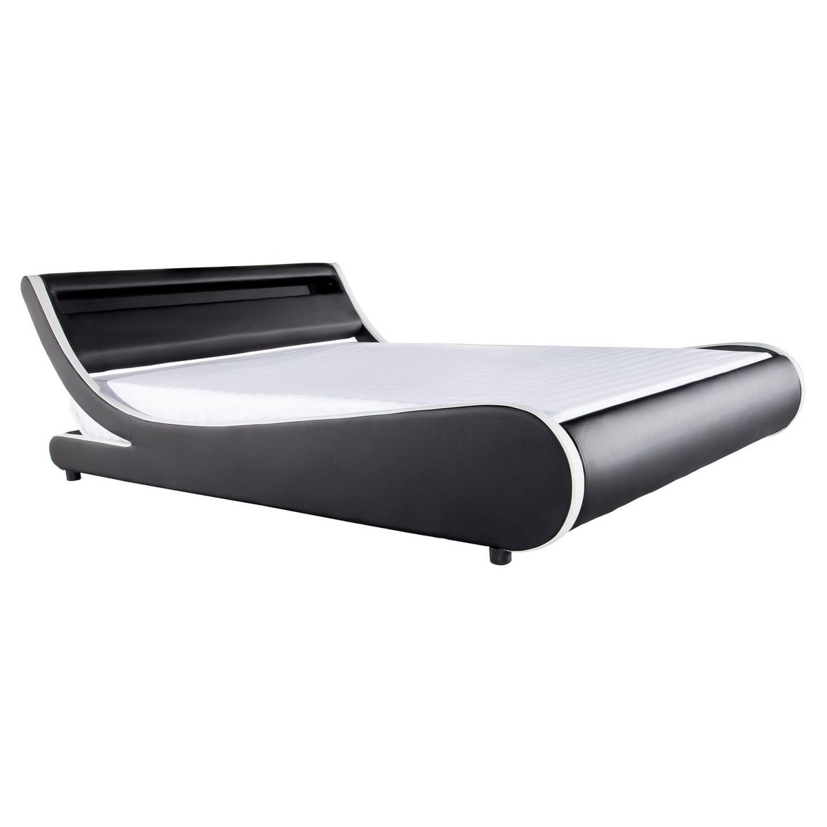 Lit avec sommier et tête de lit LED en PU 160x200 cm NEON