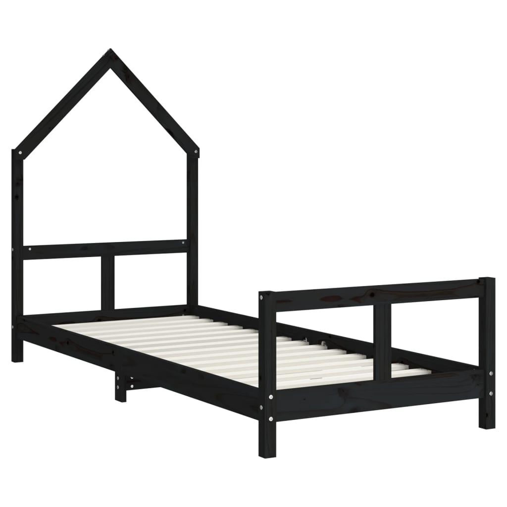 Voir la diapositive 3 : VIDAXL Cadre de lit pour enfants noir 80x200 cm bois de pin massif