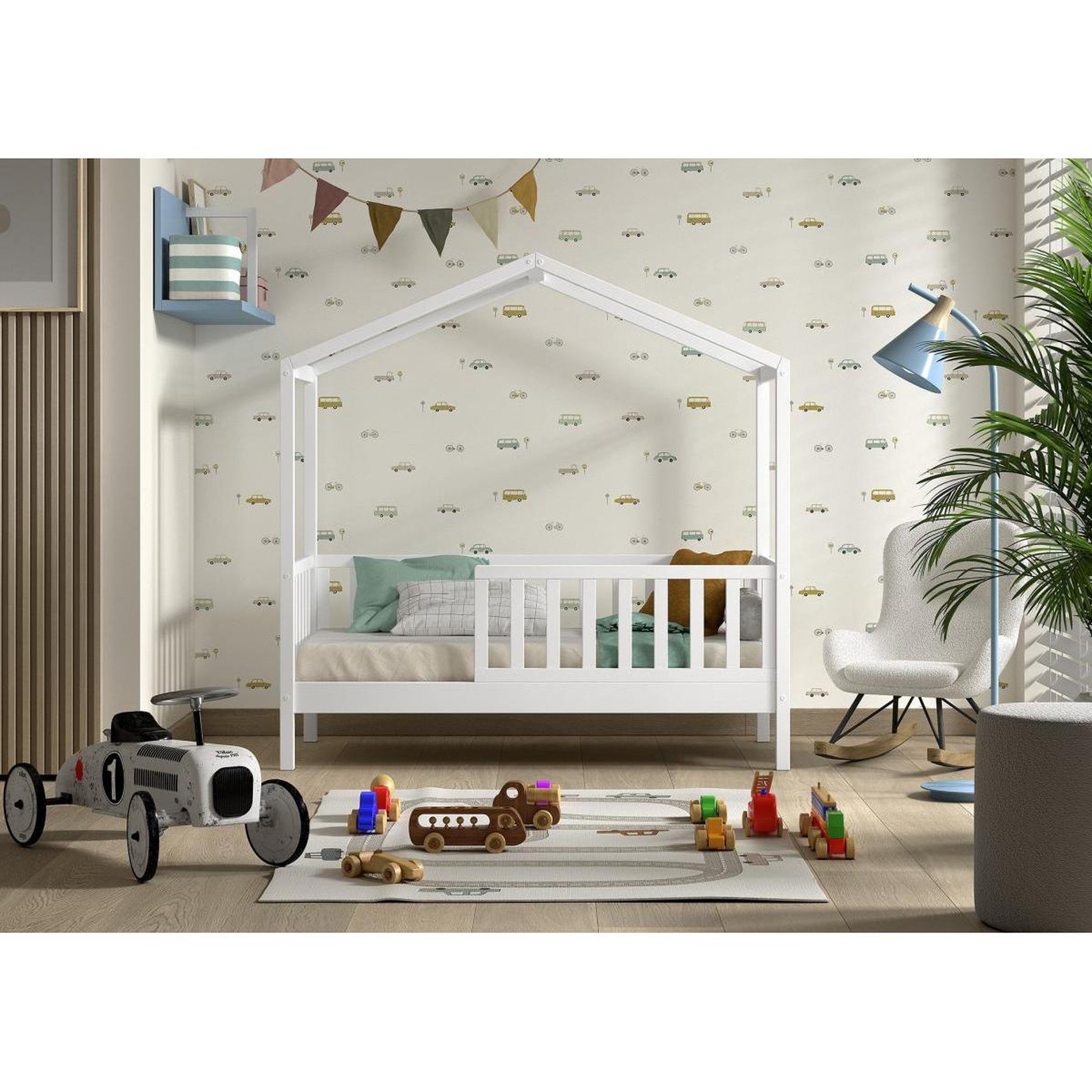 Voir la diapositive 2 : Vipack Lit cabane Dallas 70x140 blanc