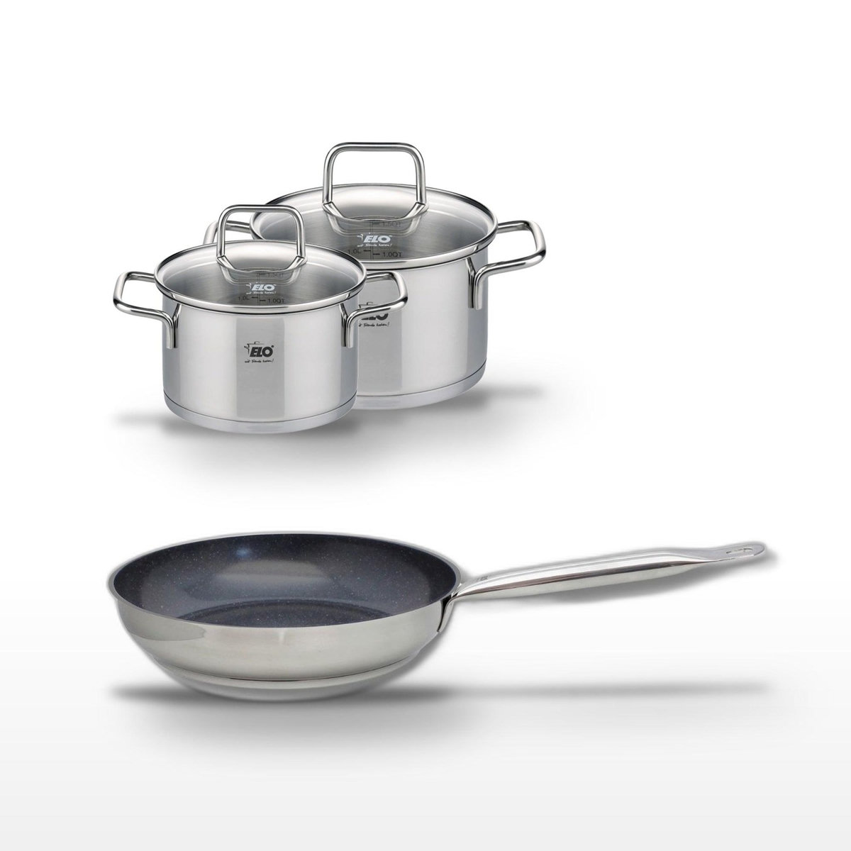 ELO Lot Poêle 24cm & 2 Faitouts Elo Profi Therm Platinum