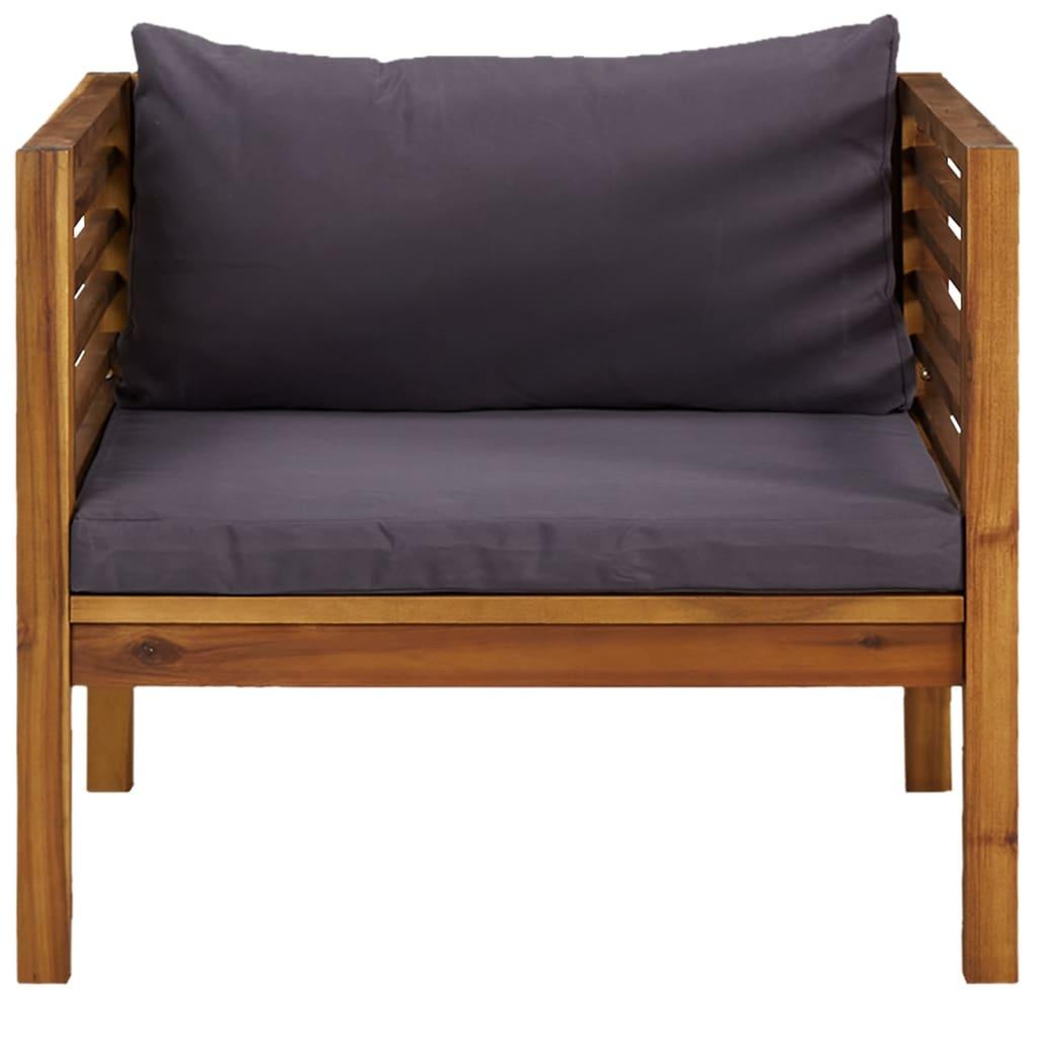 Voir la diapositive 3 : VIDAXL Chaise de jardin avec coussins gris fonce Bois d'acacia massif