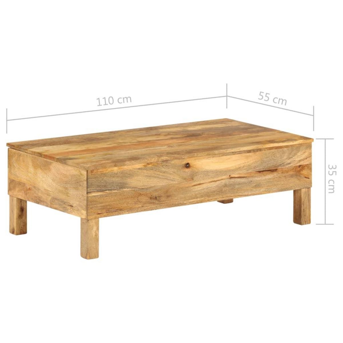 VIDAXL Table basse Bois de manguier massif 110x55x35 cm