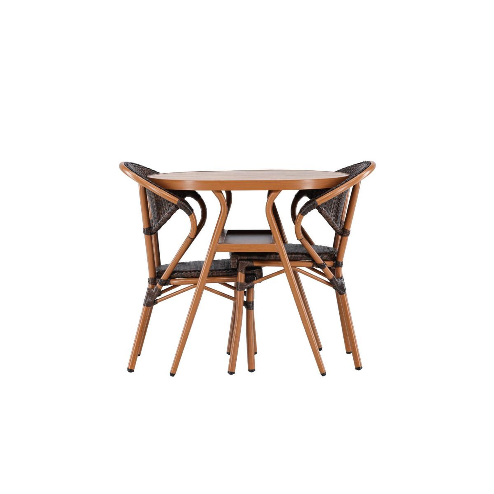 Voir la diapositive 5 : Paris Prix Ensemble table de jardin & 2 chaises  abrantes  80cm marron