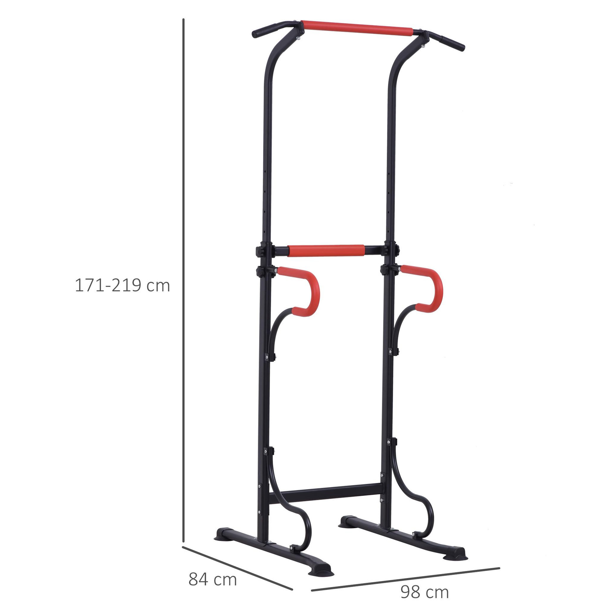 Voir la diapositive 3 : HOMCOM Station de musculation multifonctions barre de traction chaise romaine hauteur réglable acier noir rouge