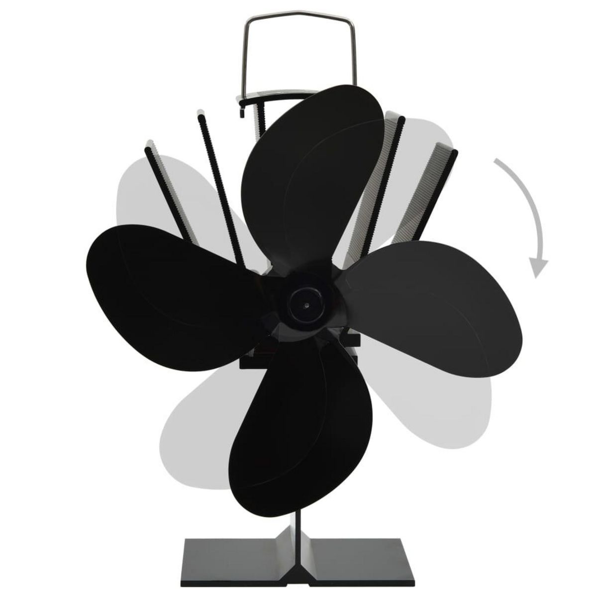 VIDAXL Ventilateur de poele alimente par chaleur 4 pales Noir