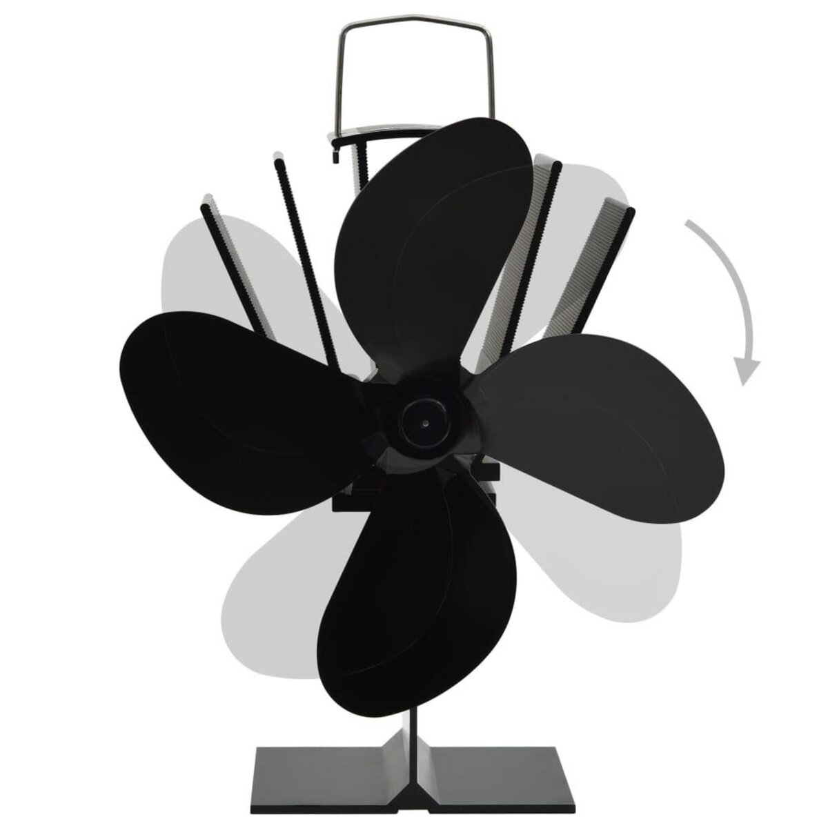 VIDAXL Ventilateur de poele alimente par chaleur 4 pales Noir