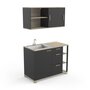 Voir la diapositive 3 : Meuble de cuisine bas 1 porte 3  tiroirs 3 niches style industriel L120cm MARKET