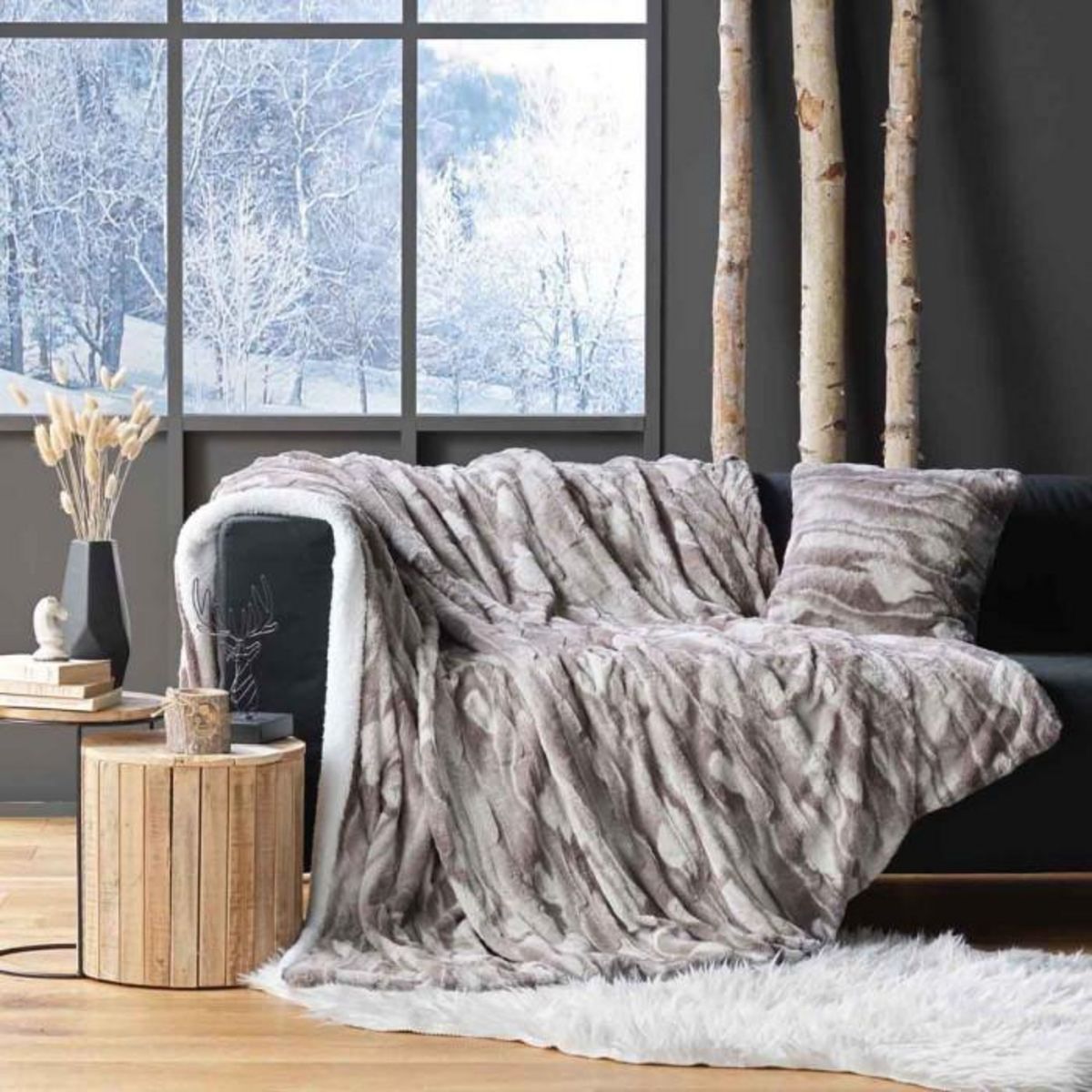 Paris Prix Plaid Imitation Fourrure  Caribou  180x220cm Naturel