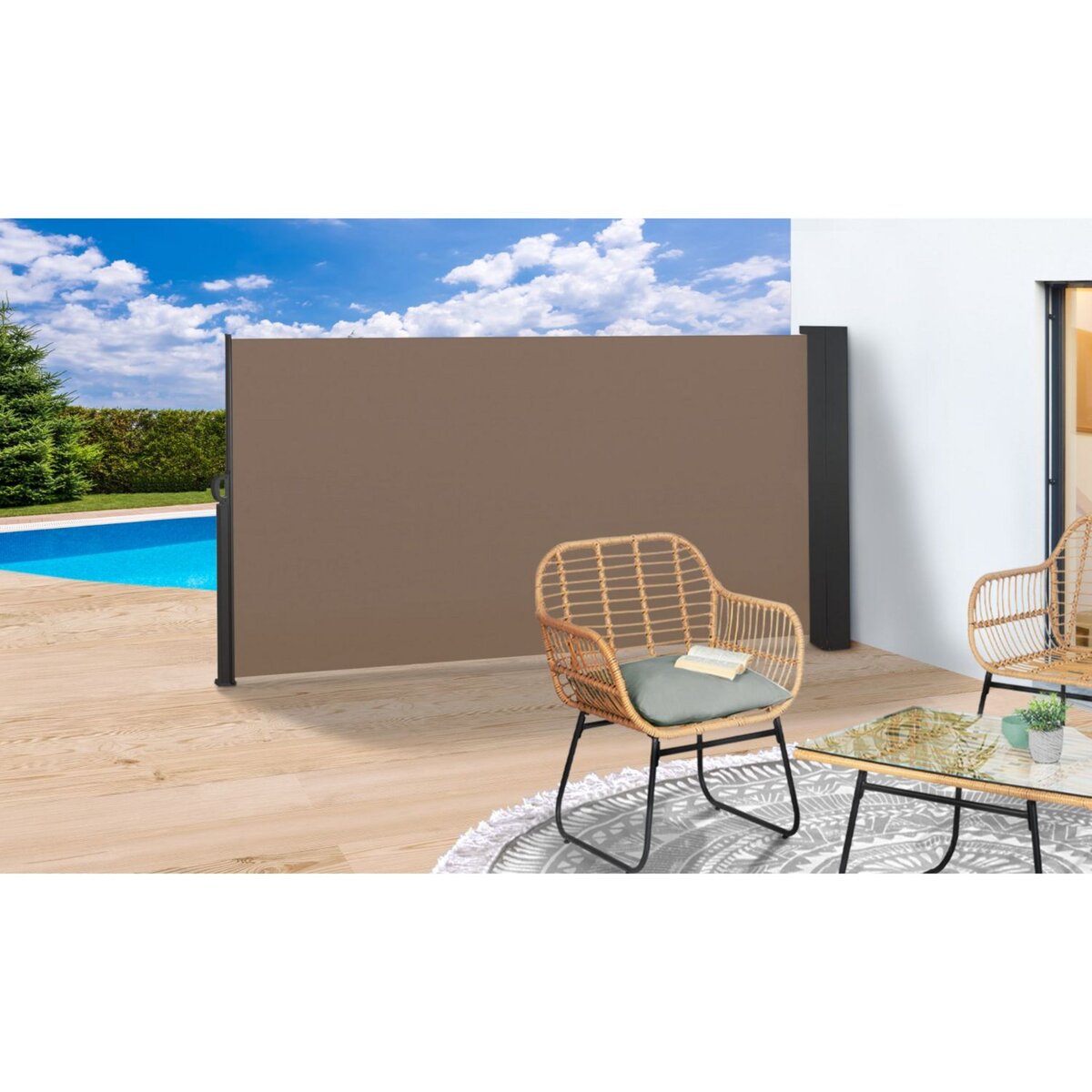 Inkazen Paravent rétractable 1,8 x 4 M Taupe