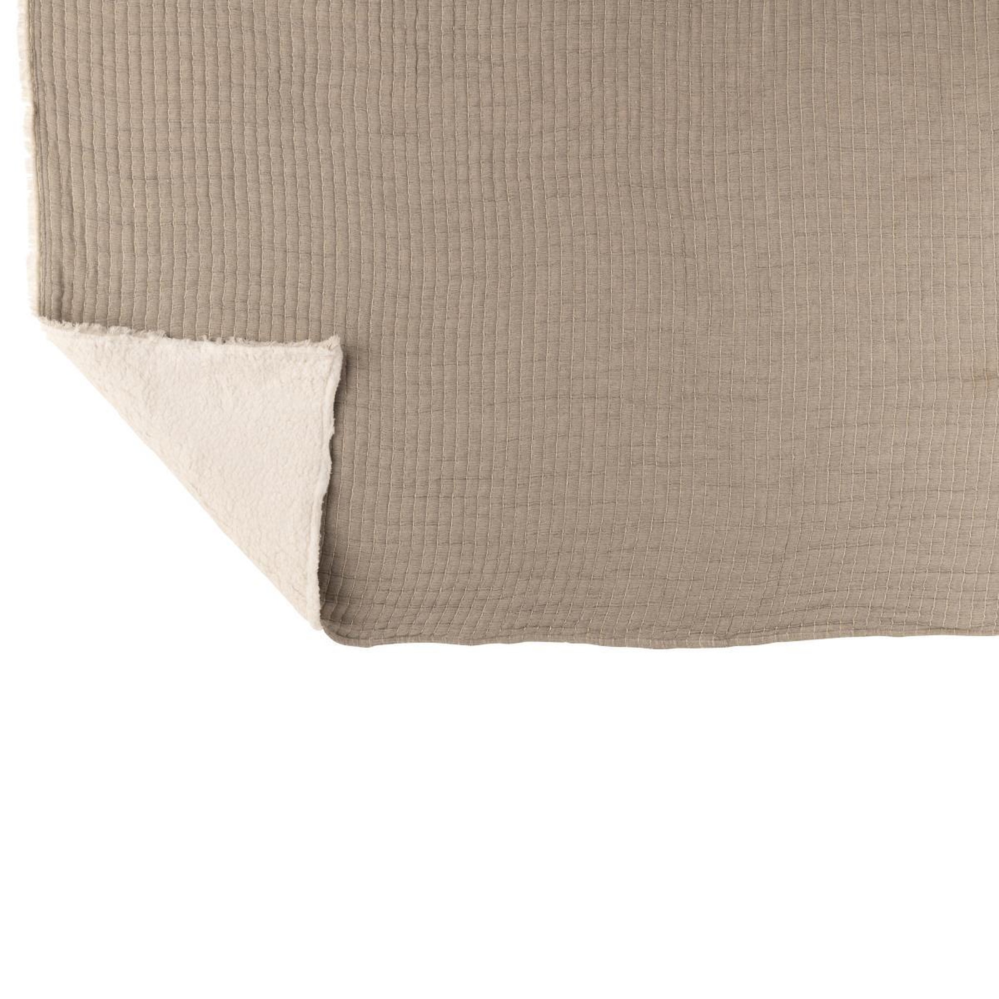Voir la diapositive 4 : J-LINE Plaid déco lignes  teddy  130x180cm gris