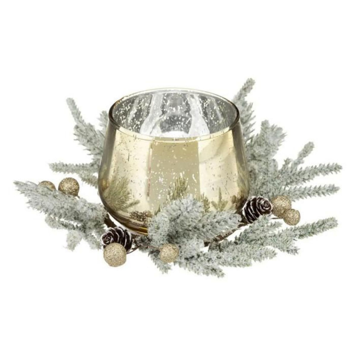 ATMOSPHERA Photophore Déco  Couronne  15cm Or & Vert