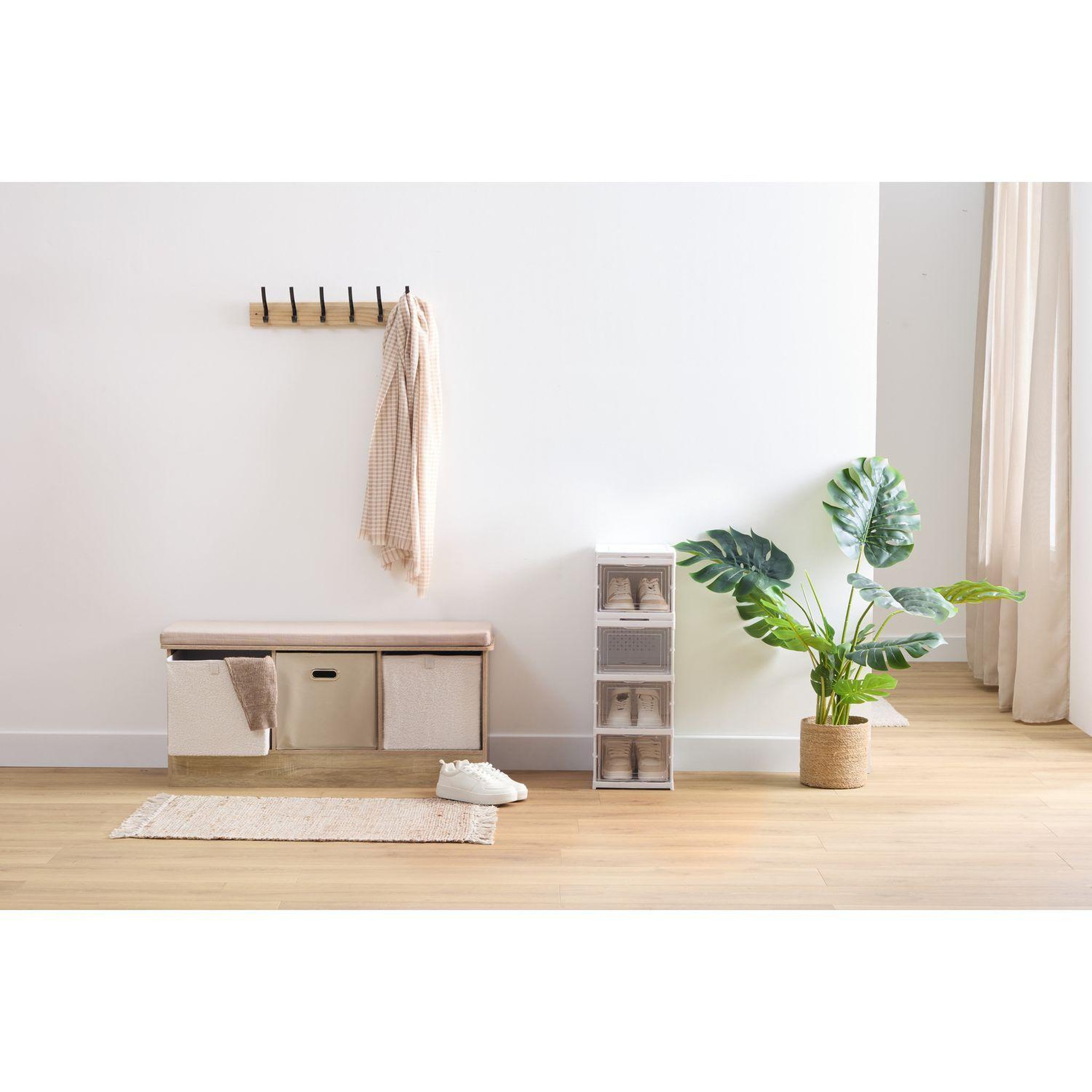 Voir la diapositive 2 : TOILINUX Lot de 2 boîtes de rangement arche - l. 31 x l. 31 x h. 31 cm - beige