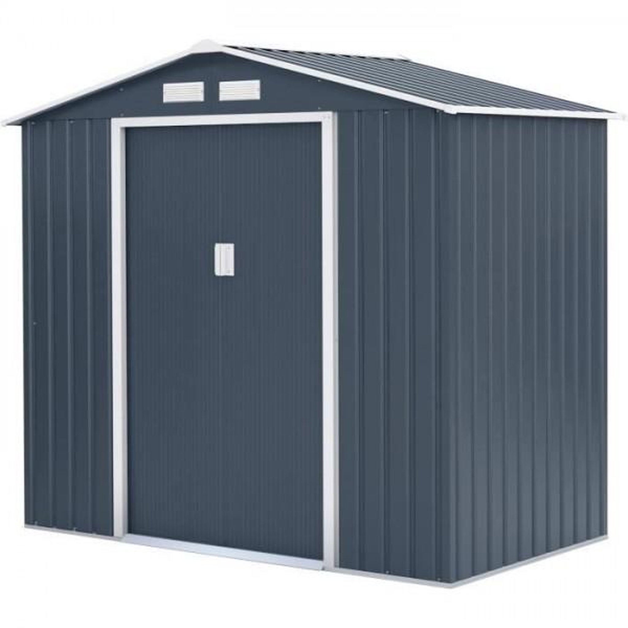 MARKET24 PLUTON Abri de jardin en métal 2,71 m² - 213 x 127 x 195 cm - Kit d'ancrage inclus, 2 portes coulissantes - Gris