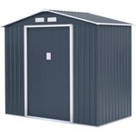MARKET24 PLUTON Abri de jardin en métal 2,71 m² - 213 x 127 x 195 cm - Kit d'ancrage inclus, 2 portes coulissantes - Gris