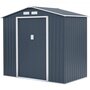 Voir la diapositive 1 : MARKET24 PLUTON Abri de jardin en métal 2,71 m² - 213 x 127 x 195 cm - Kit d'ancrage inclus, 2 portes coulissantes - Gris