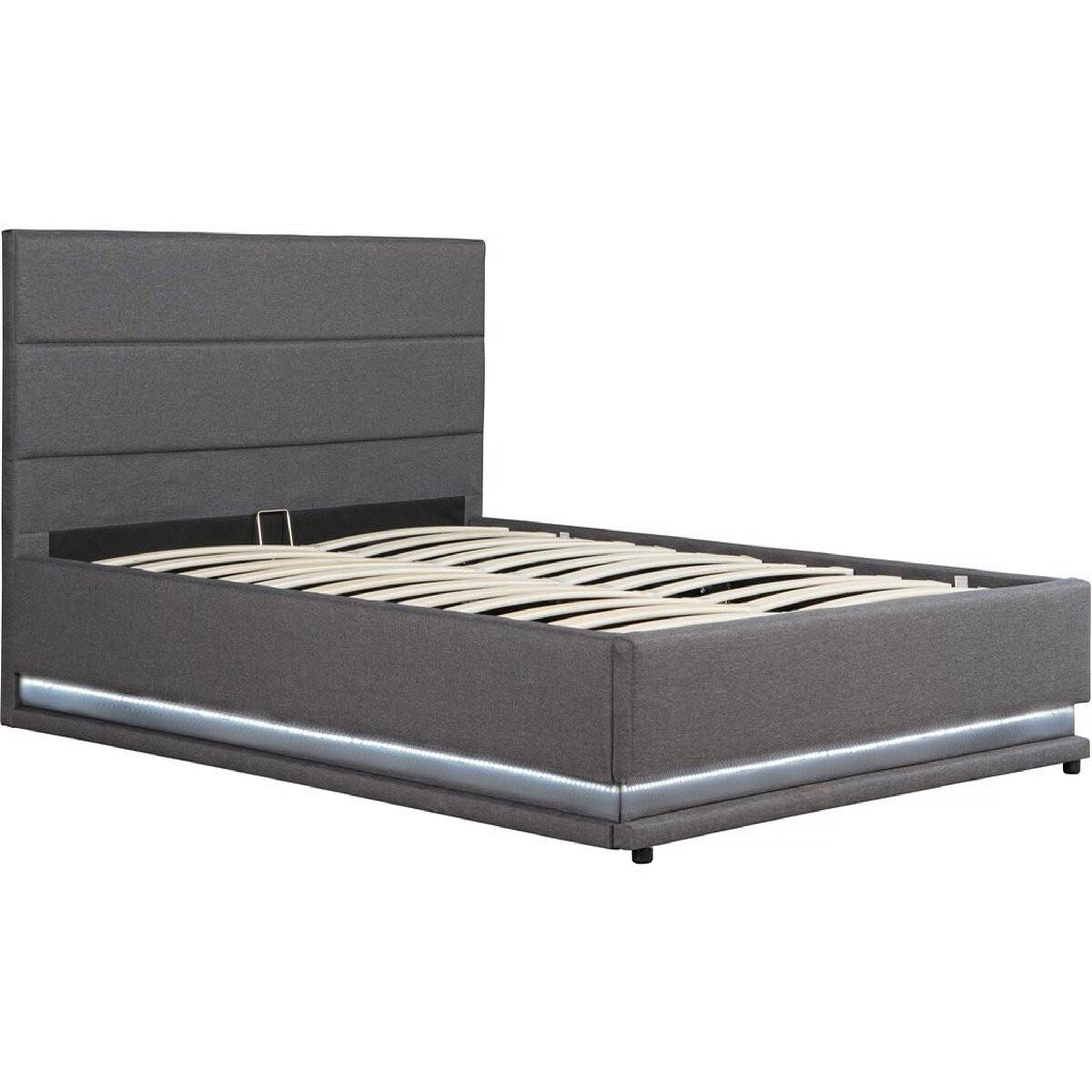 Habitat et Jardin Lit led avec coffre  anastasia  - 160 x 200 - gris foncé