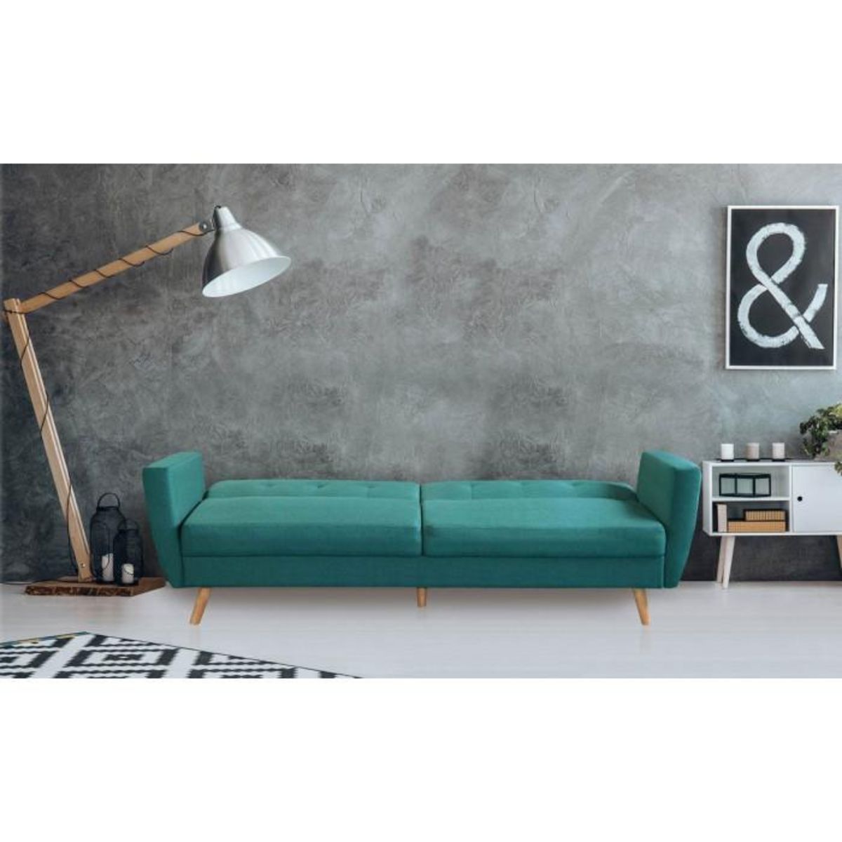 Paris Prix Canapé Scandinave Convertible  Garry  220cm Bleu Vert