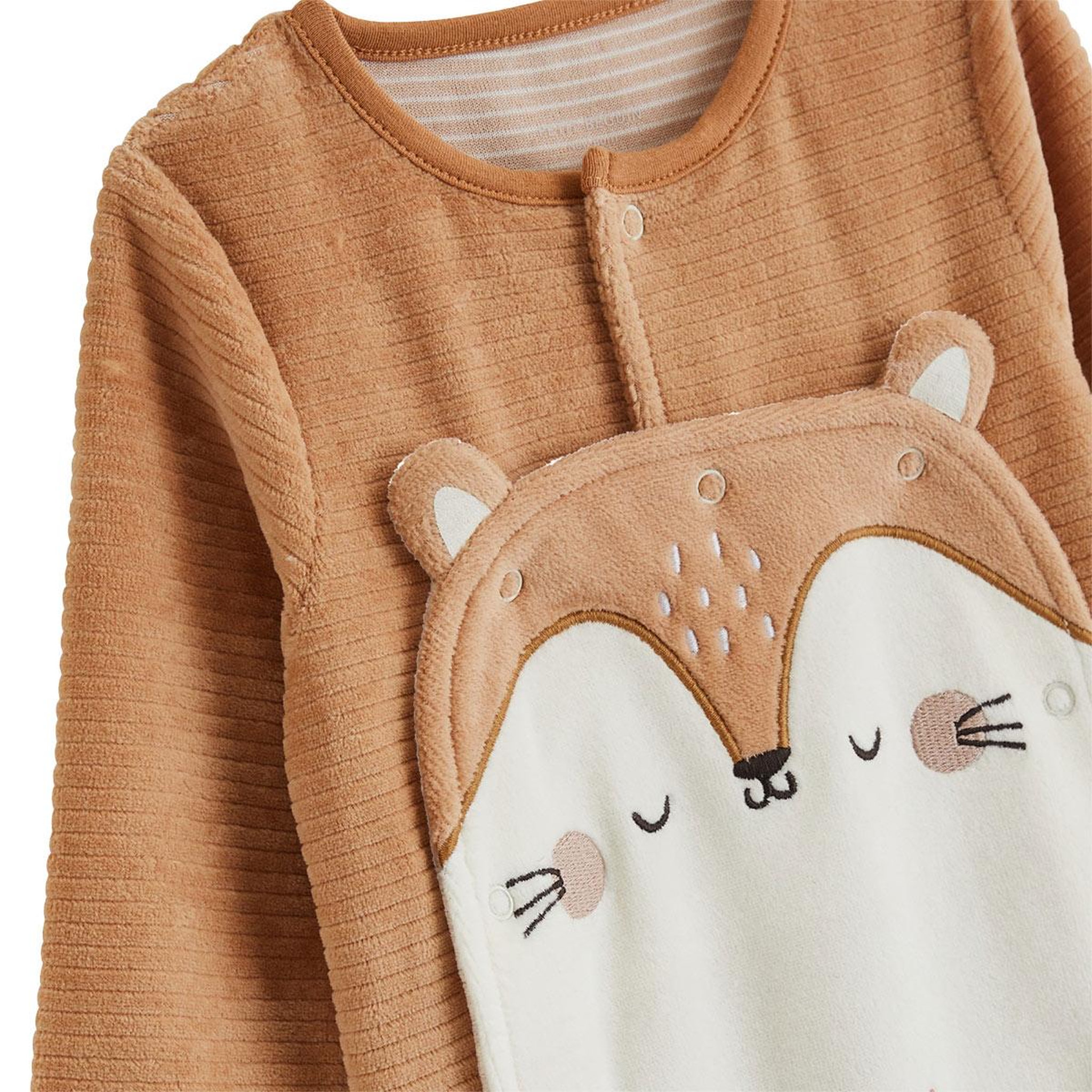Voir la diapositive 3 : PETIT BEGUIN Pyjama bébé en velours côtelé ouverture pont caramel