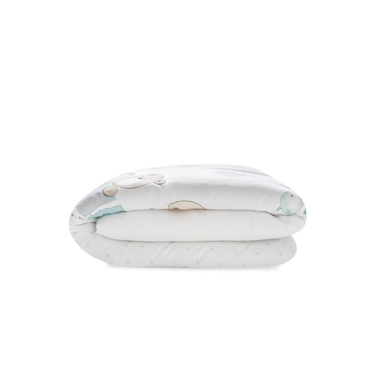 INTERBABY Parure de lit 2 Pcs. Cotton Musseline Jirafa Tren Vert Menthe