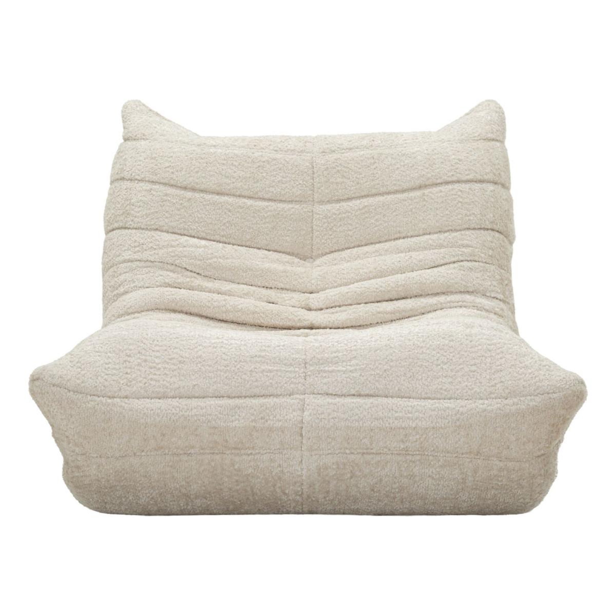 Voir la diapositive 2 : Paris Prix Chauffeuse tissu bouclette  mask  103cm blanc