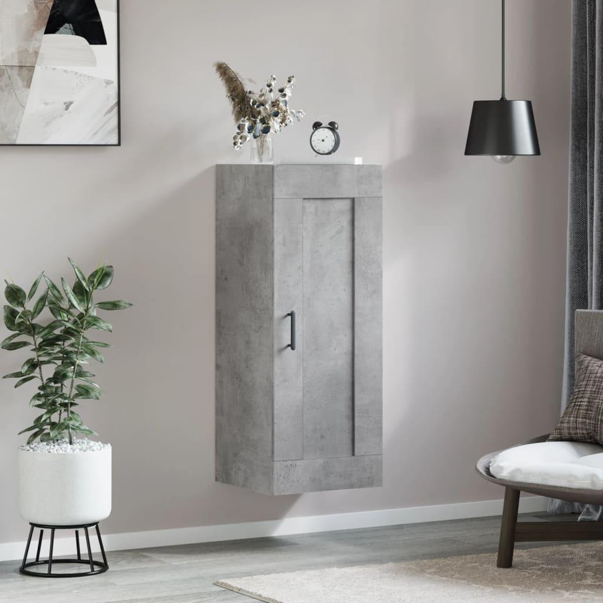 Voir la diapositive 3 : VIDAXL Armoire murale gris beton 34,5x34x90 cm bois d'ingenierie