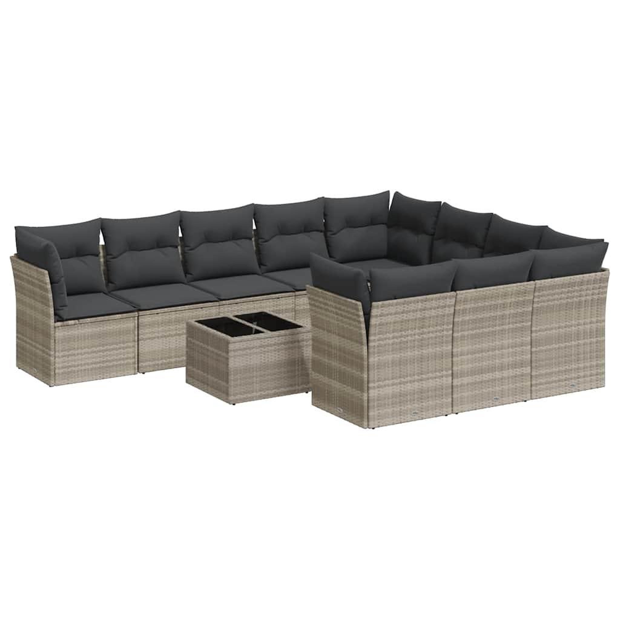 Voir la diapositive 2 : VIDAXL Salon de jardin 11 pcs avec coussins gris clair resine tressee