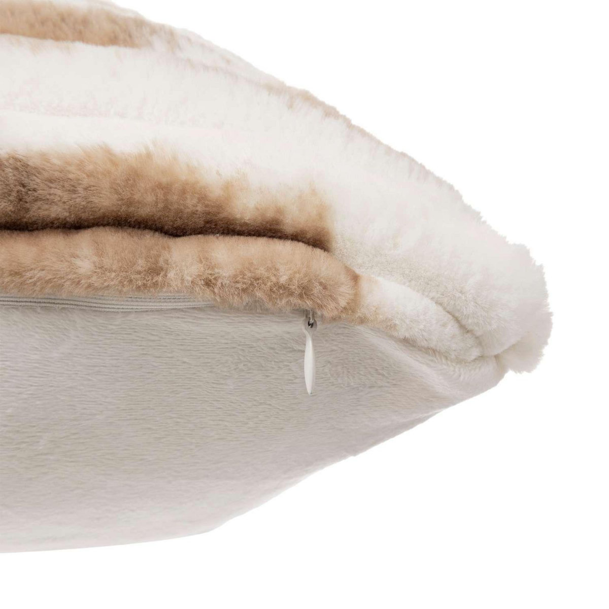 ATMOSPHERA Coussin Avoriaz imitation fourrure - 40 x 40 cm - Marron et blanc