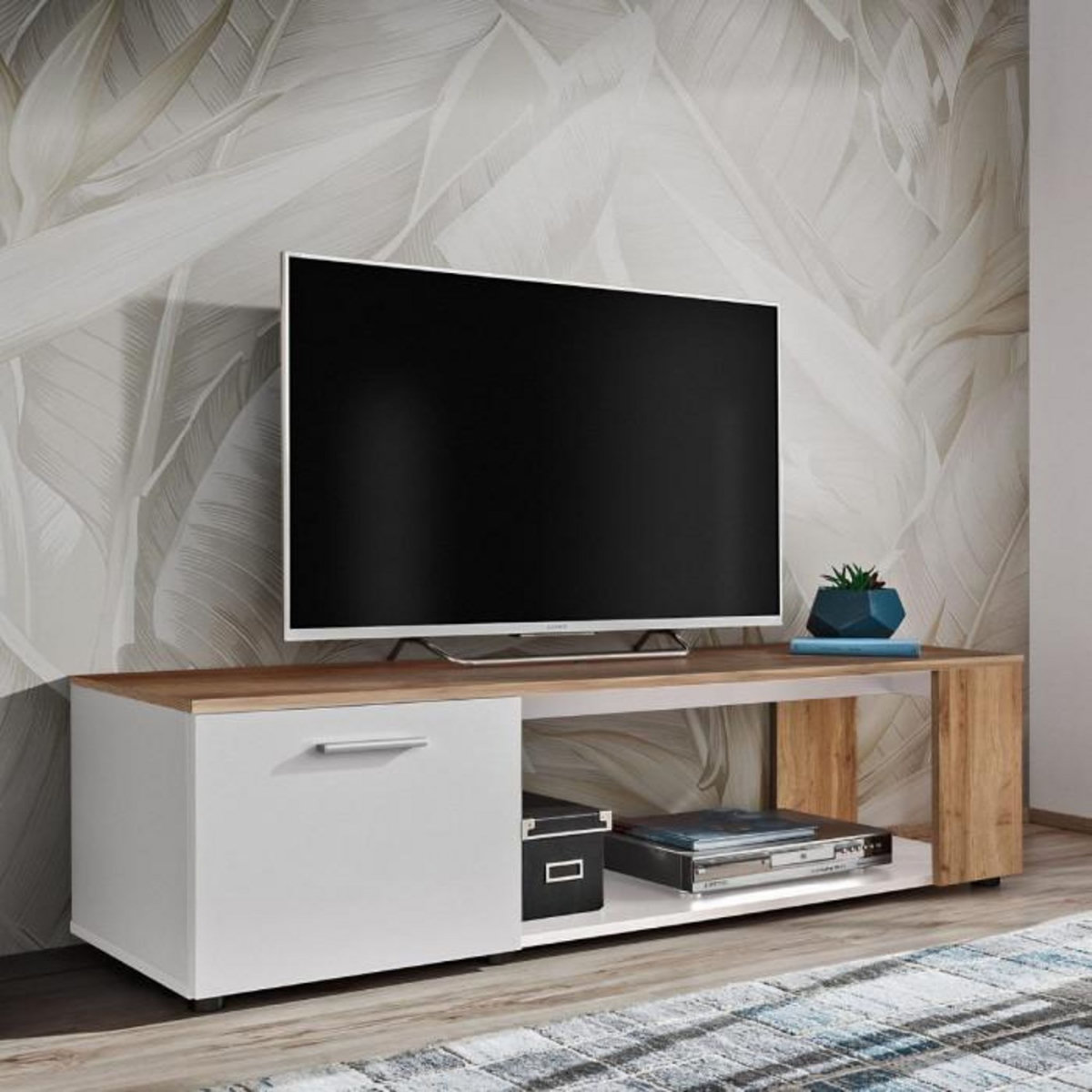 Paris Prix Meuble TV  RTV Maze I  150cm Blanc & Naturel