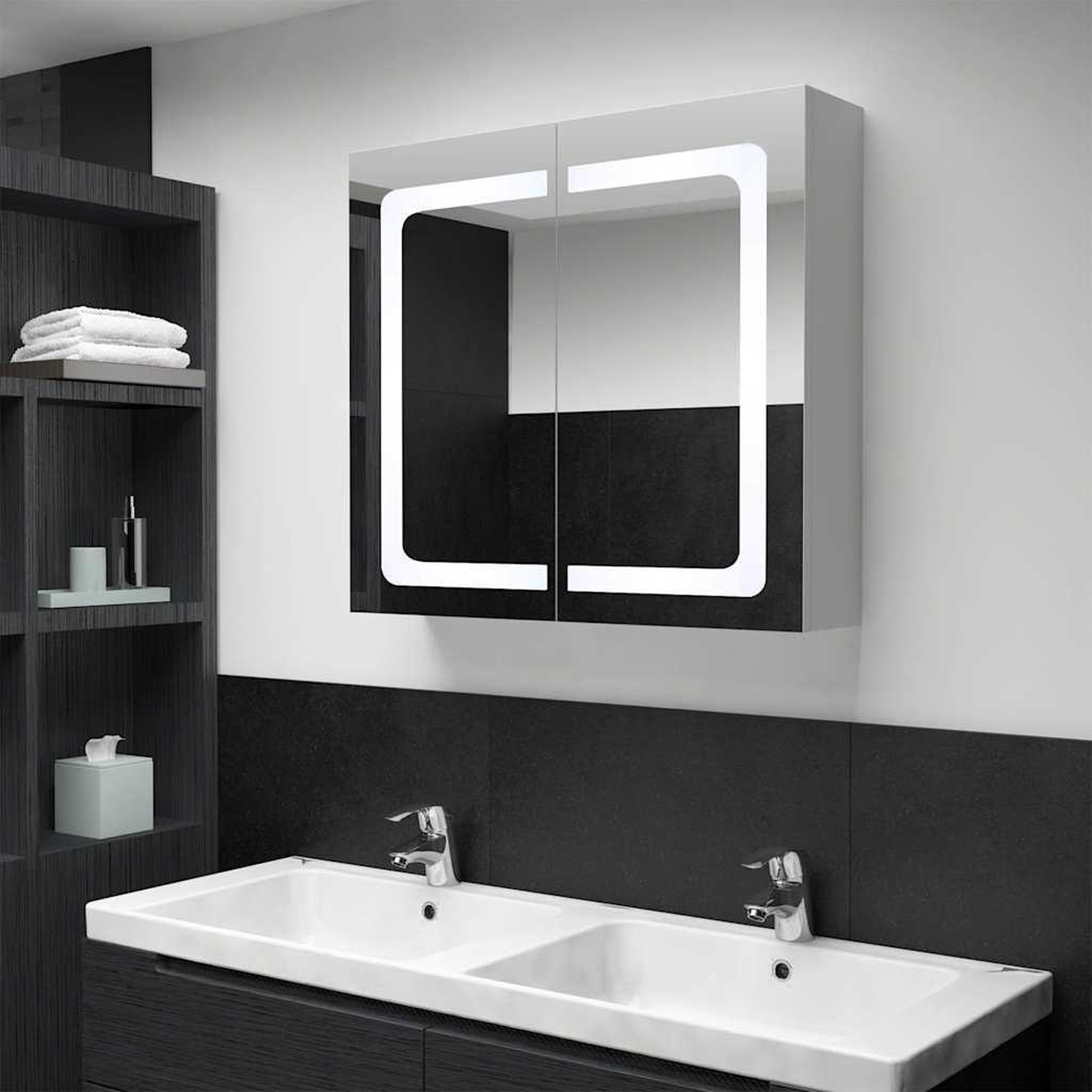 Voir la diapositive 2 : VIDAXL Amoire de salle de bain avec miroir Anthracite 80 x 12 x 68 cm
