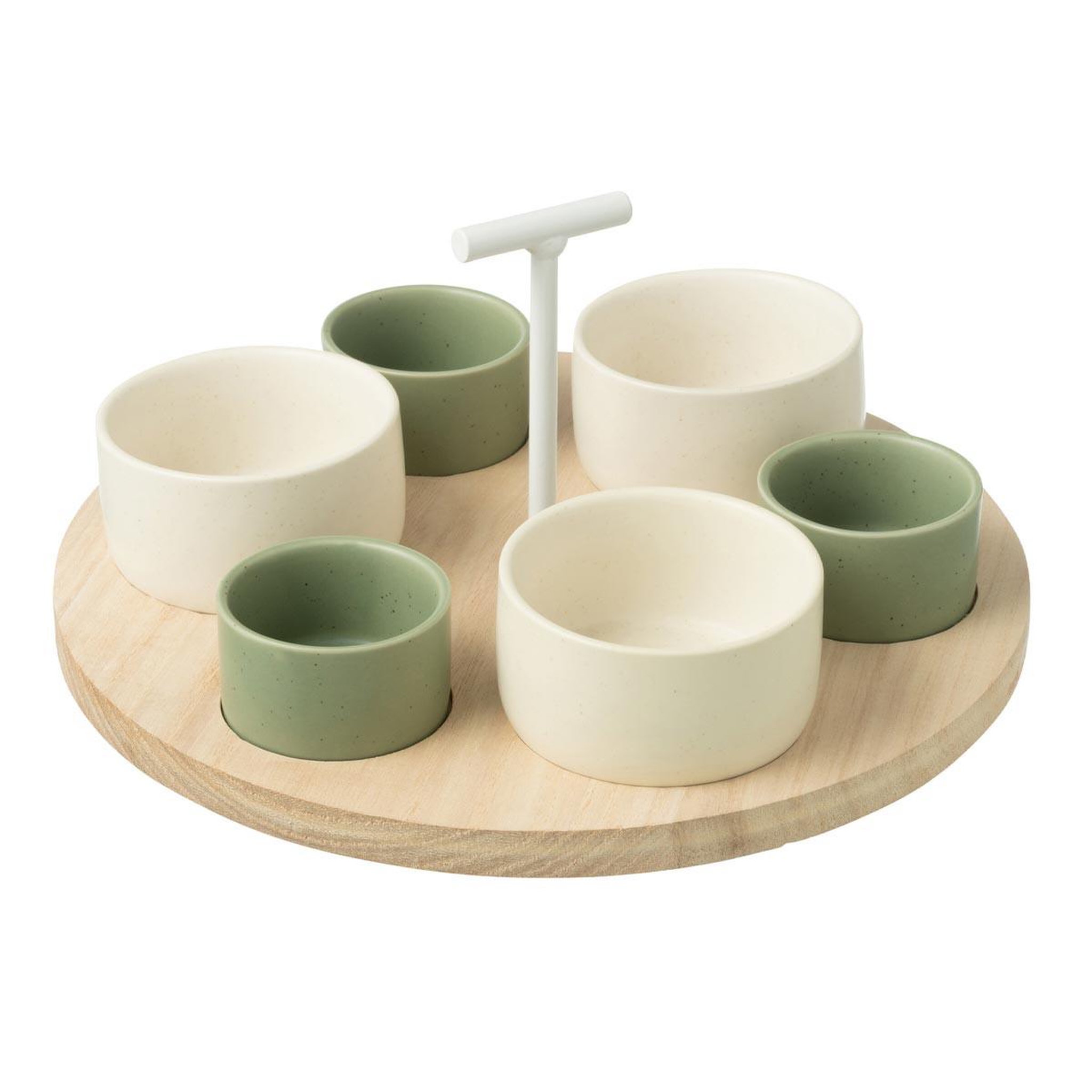 J-LINE Service apéritif 7 pièces  avery  29cm vert & blanc
