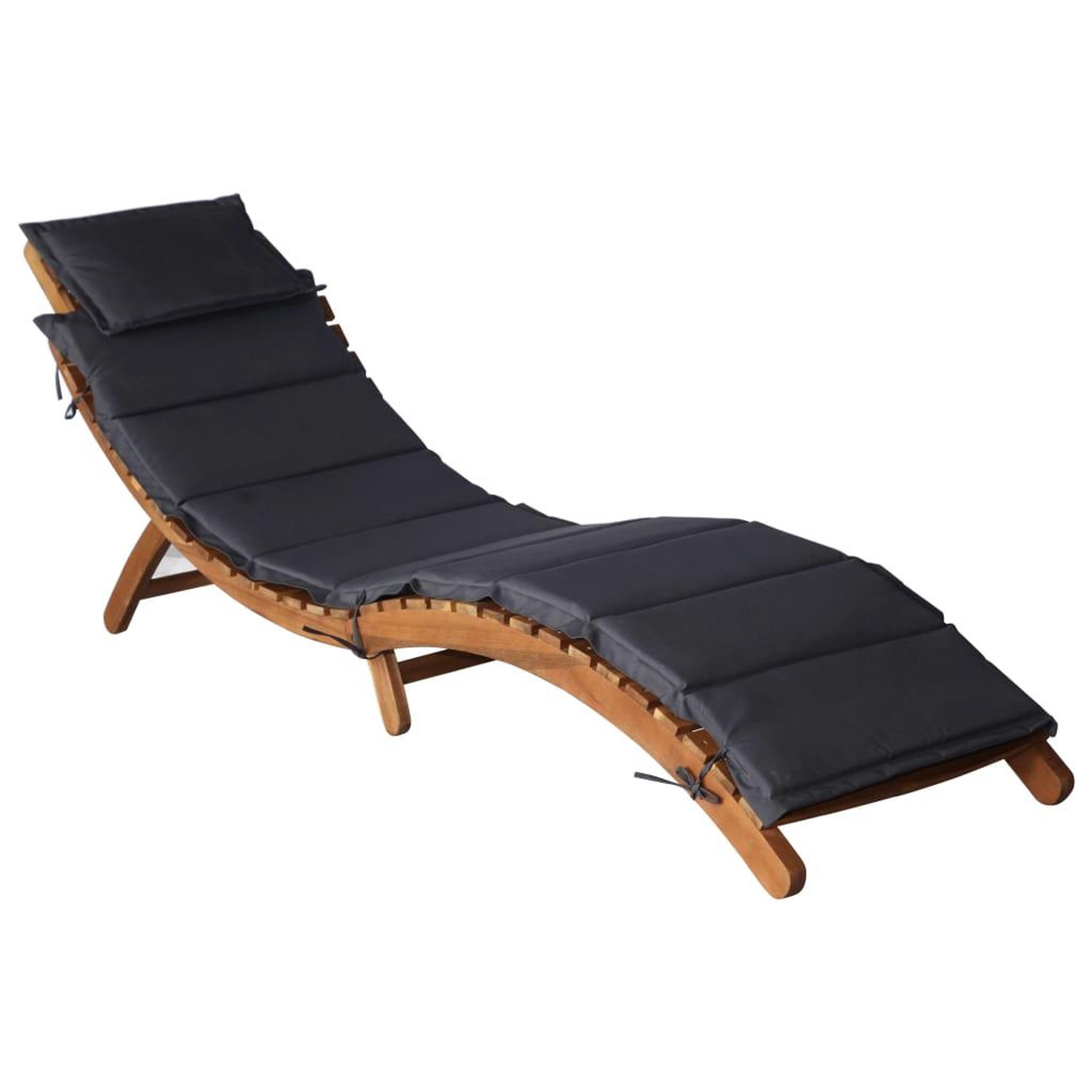 Voir la diapositive 2 : VIDAXL Chaises longues et coussins 2 pcs gris fonce bois massif acacia