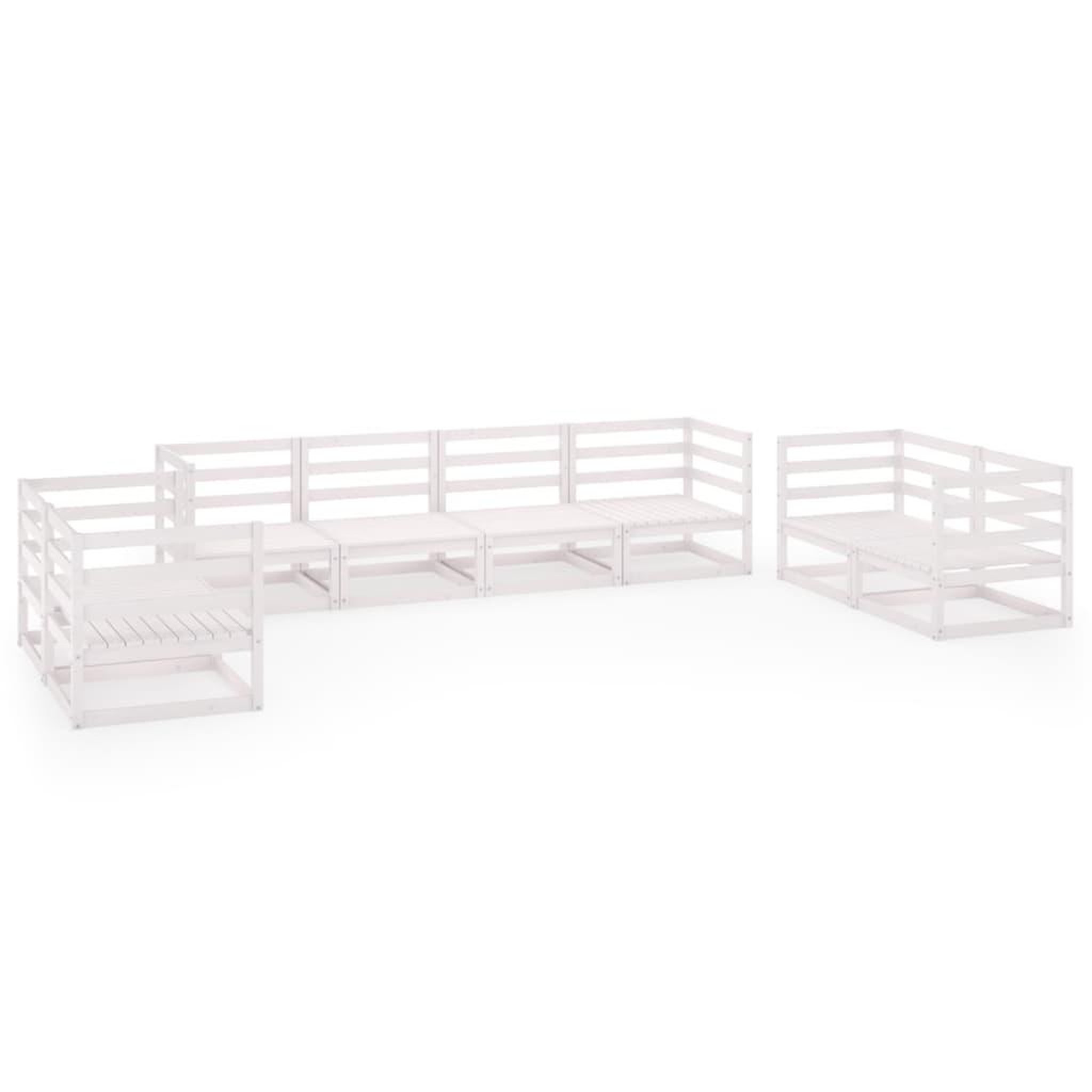 Voir la diapositive 2 : VIDAXL Salon de jardin 8 pcs Blanc Bois de pin massif