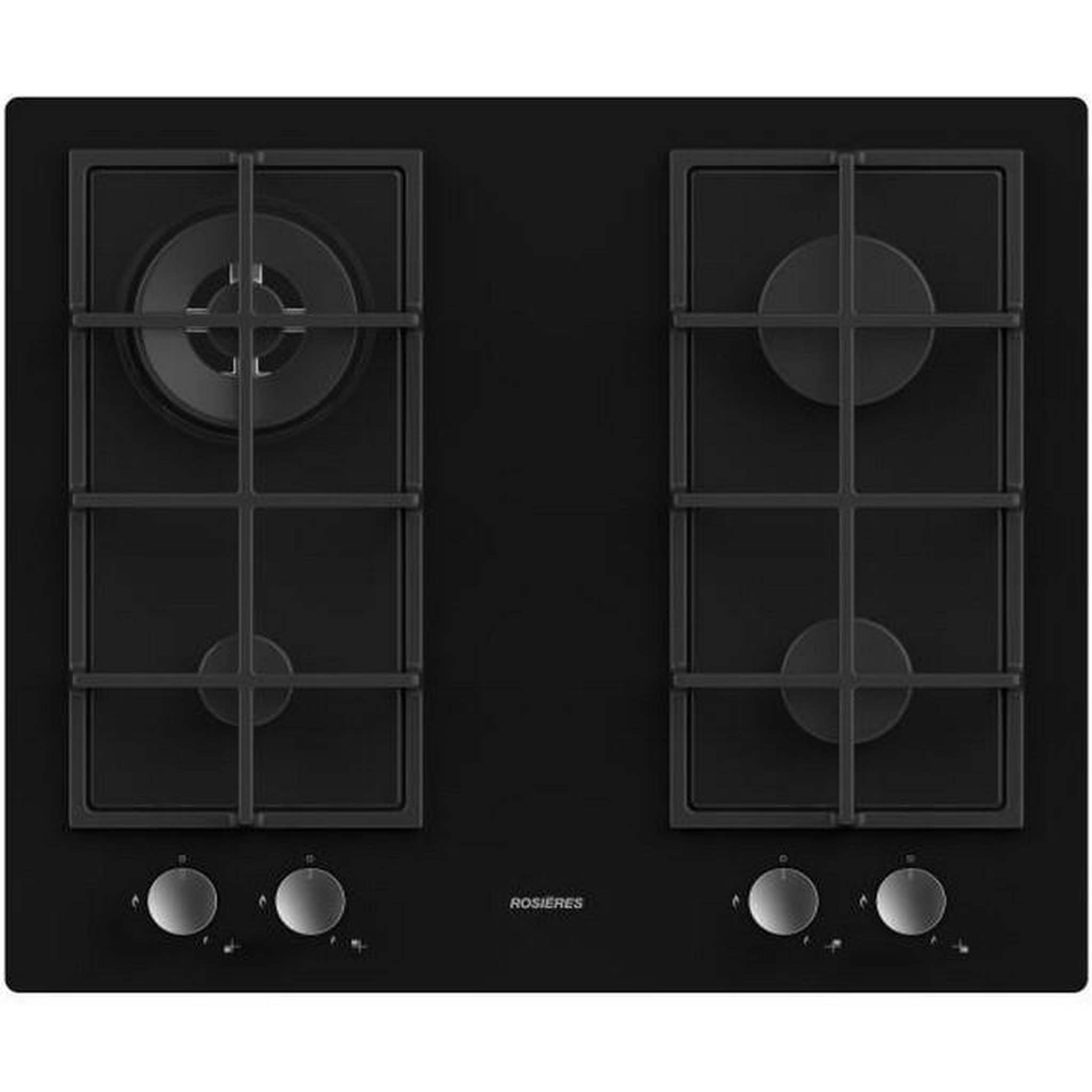 Voir la diapositive 1 : Rosieres Table de cuisson gaz 60cm 4 feux noir - rvg6br4sb