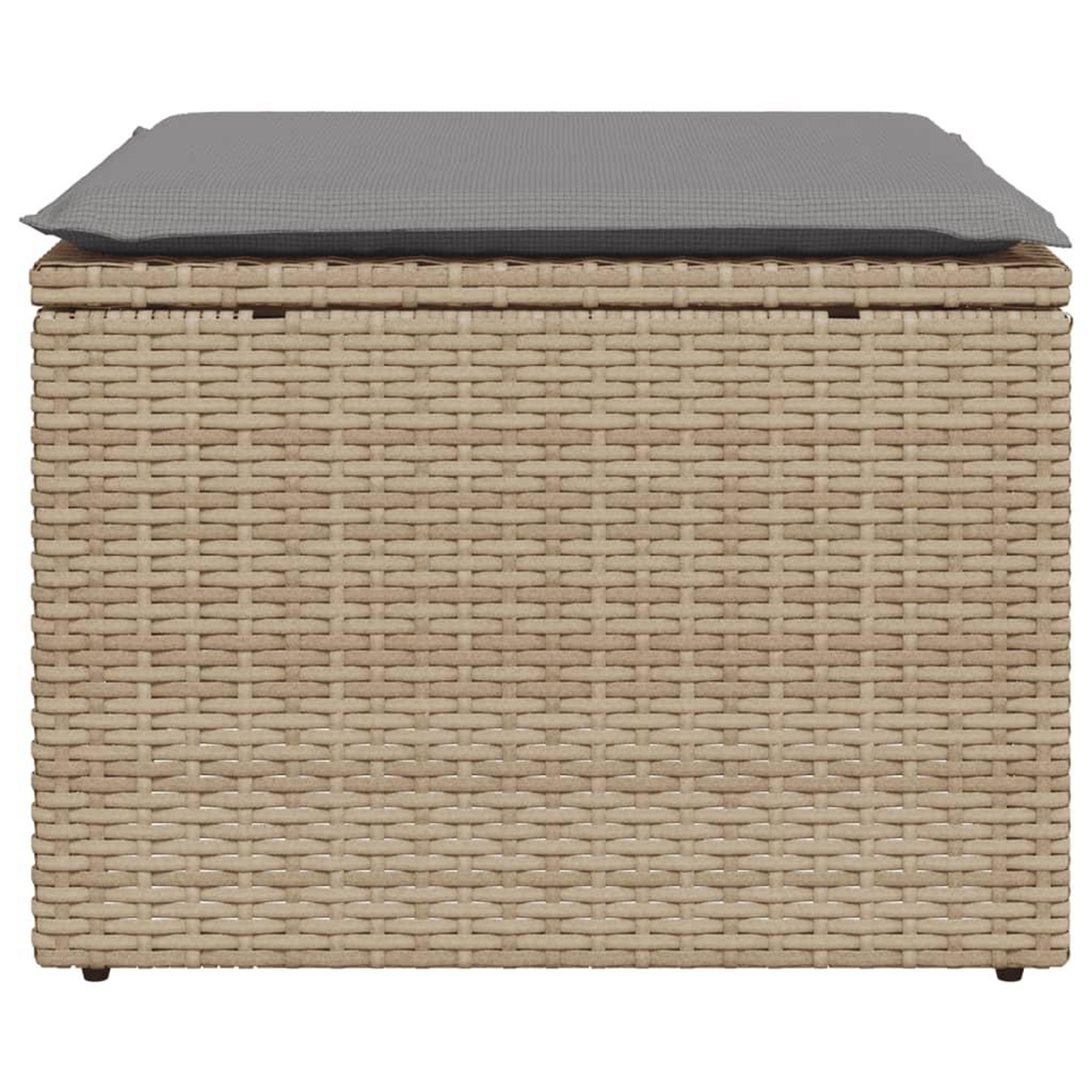 Voir la diapositive 4 : VIDAXL Tabouret de jardin avec coussin beige 55x55x37cm resine tressee