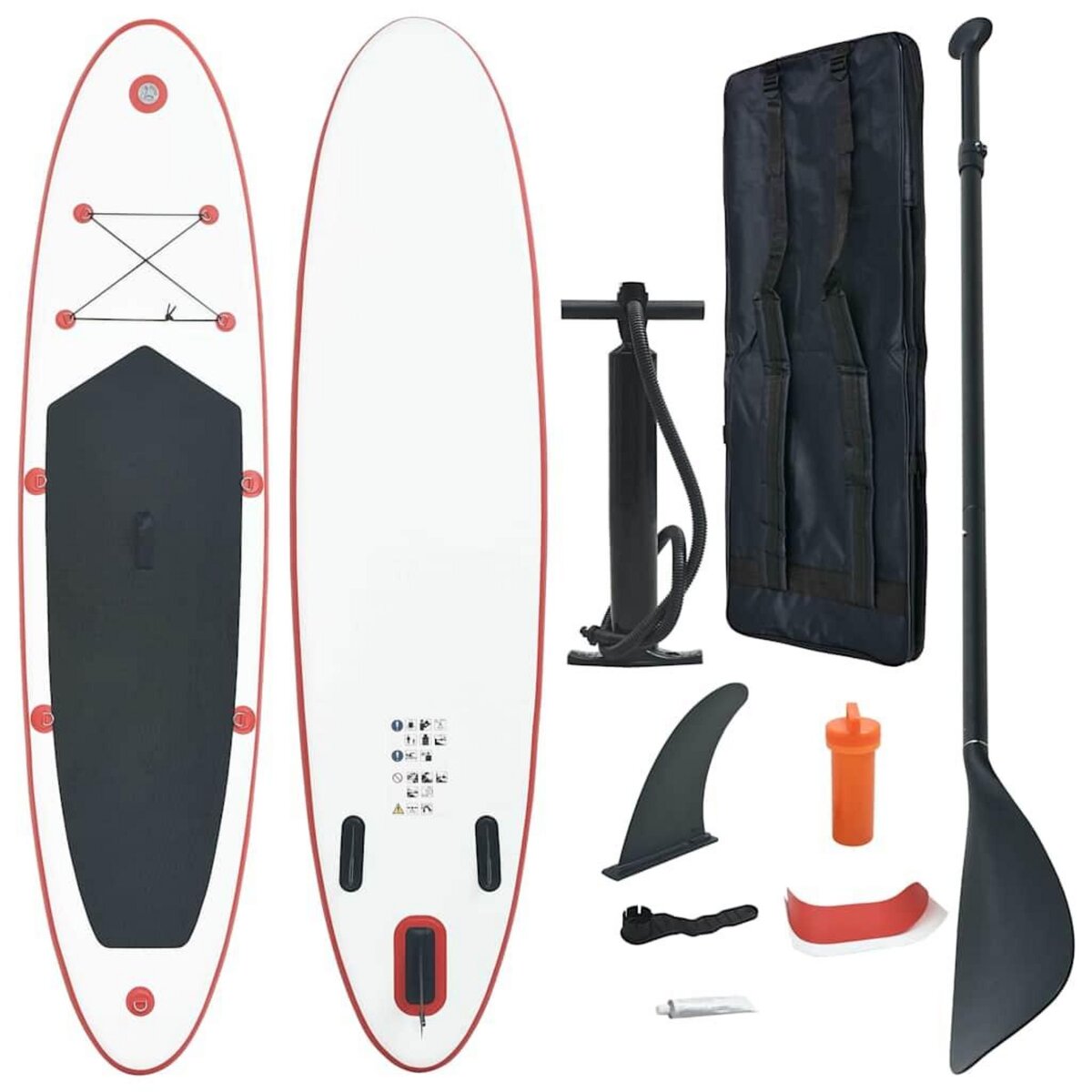 VIDAXL Ensemble de planches SUP gonflables rouge et blanc