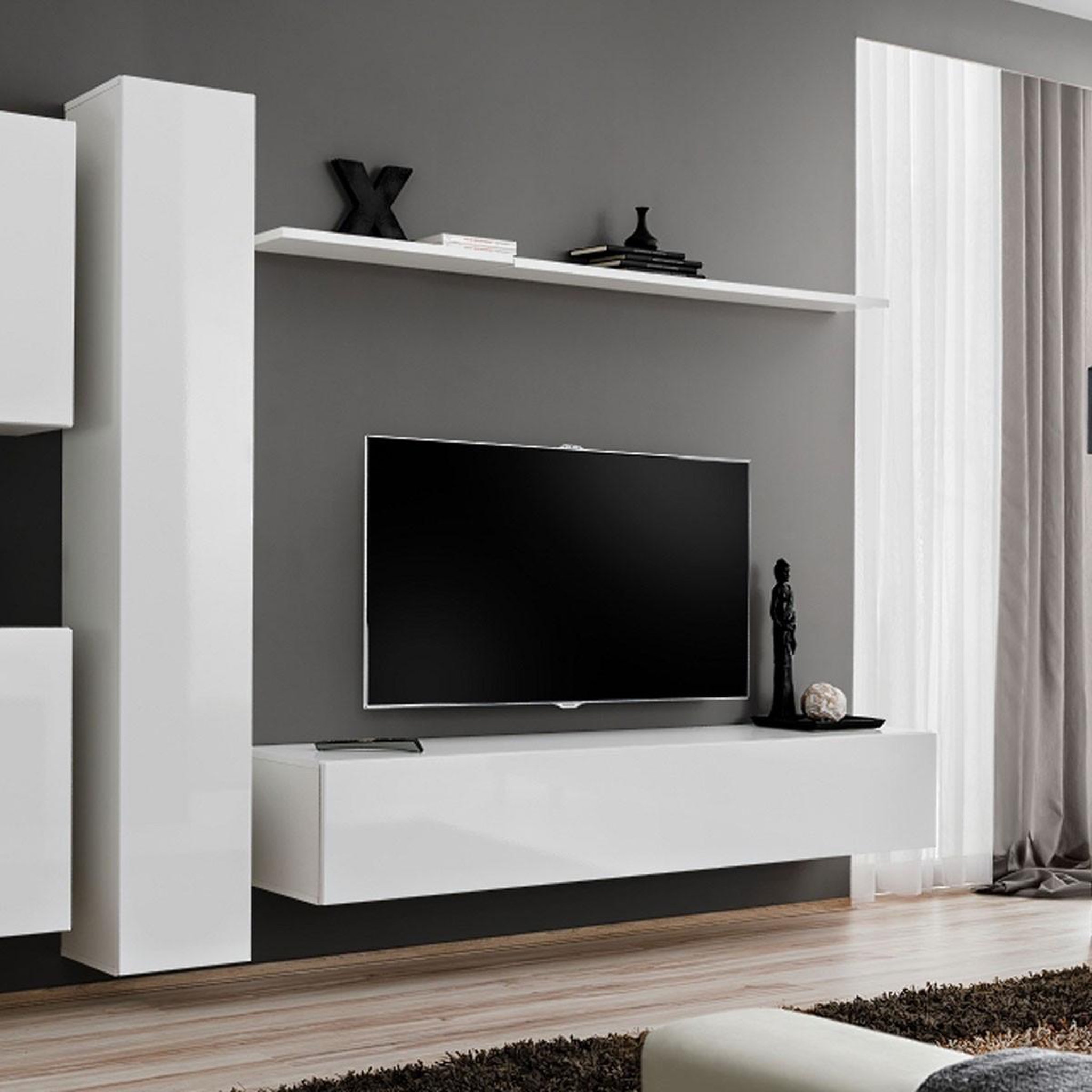 Voir la diapositive 3 : Paris Prix Meuble tv mural design  switch vi  330cm blanc