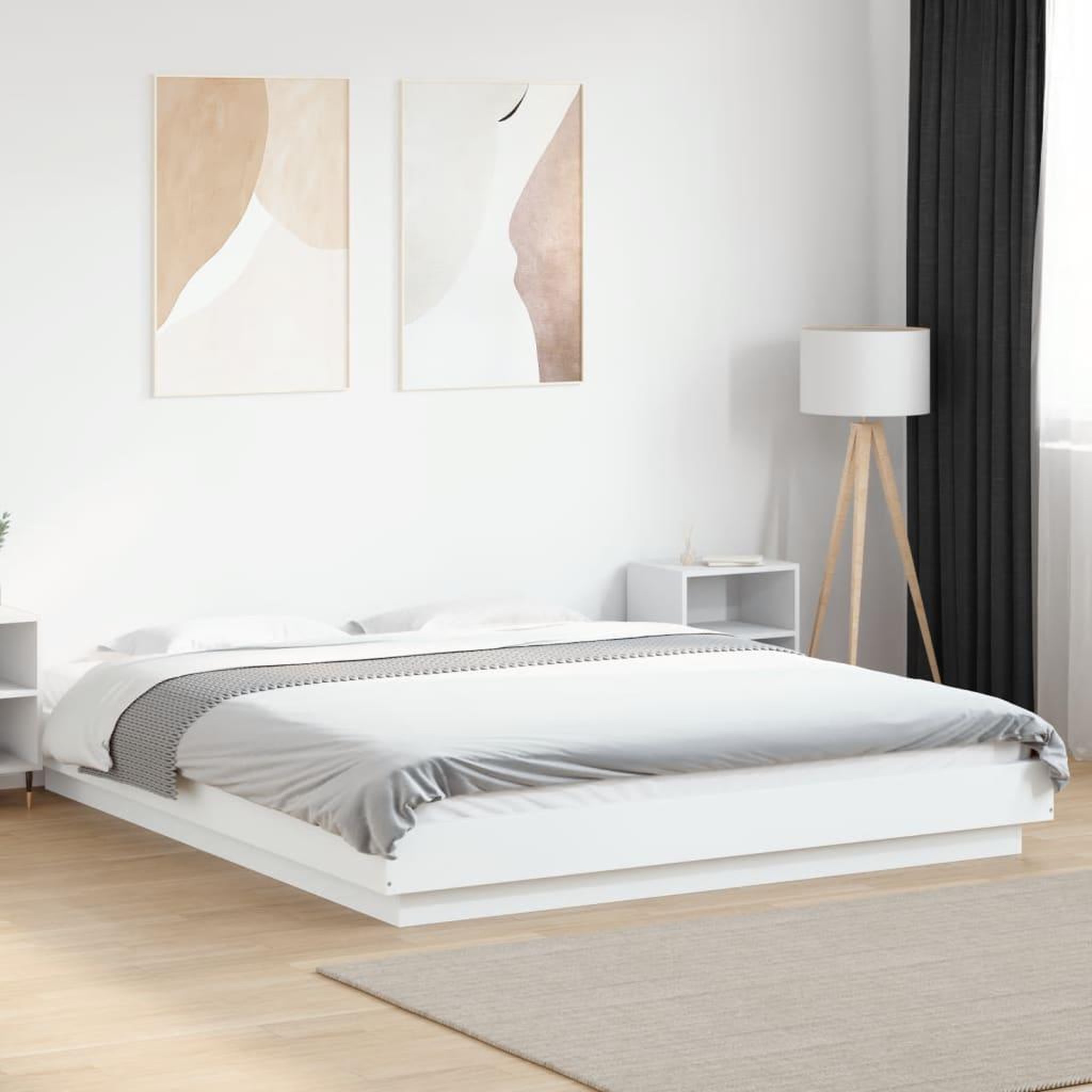 VIDAXL Cadre de lit avec lumieres LED sans matelas blanc 160x200 cm